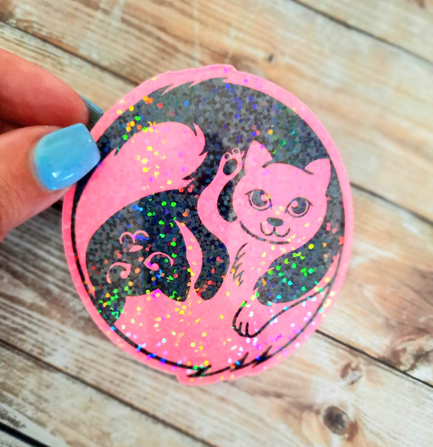 Yin yang kitties glow in the dark sticker