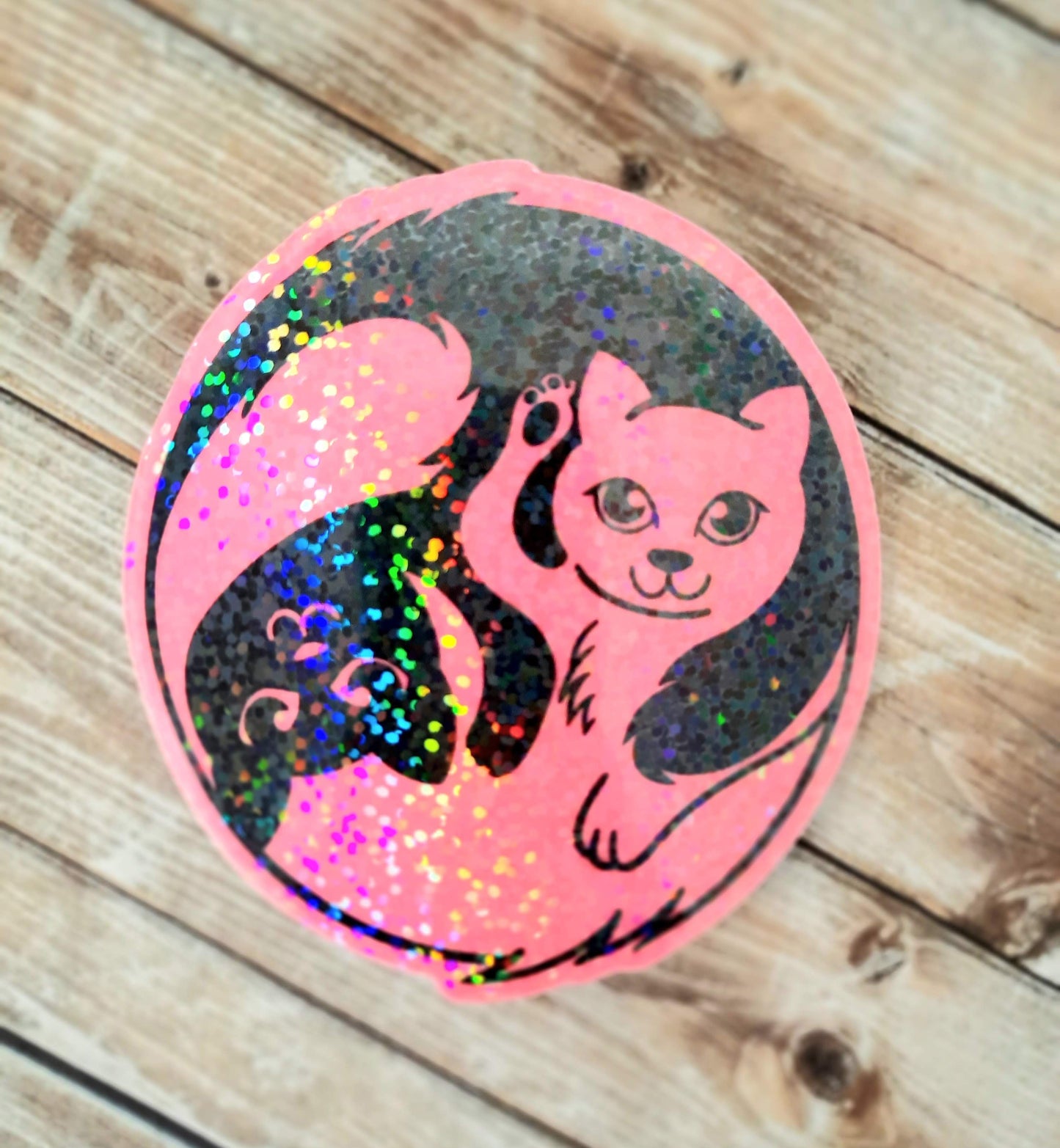 Yin yang kitties glow in the dark sticker