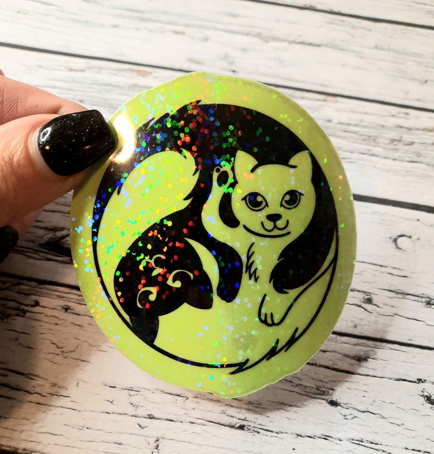 Yin yang kitties glow in the dark sticker