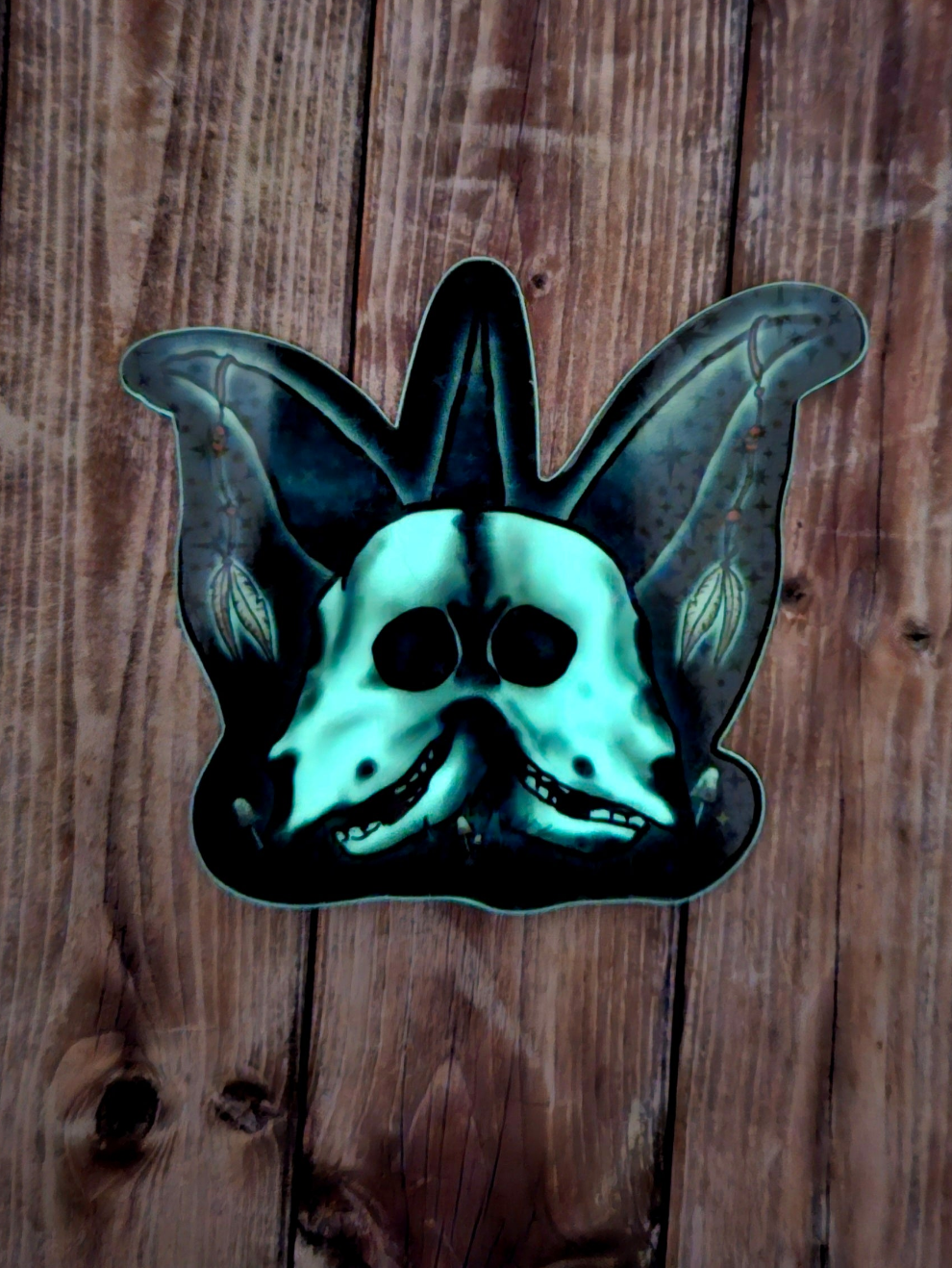 Glow in the dark 2 headed goat sticker