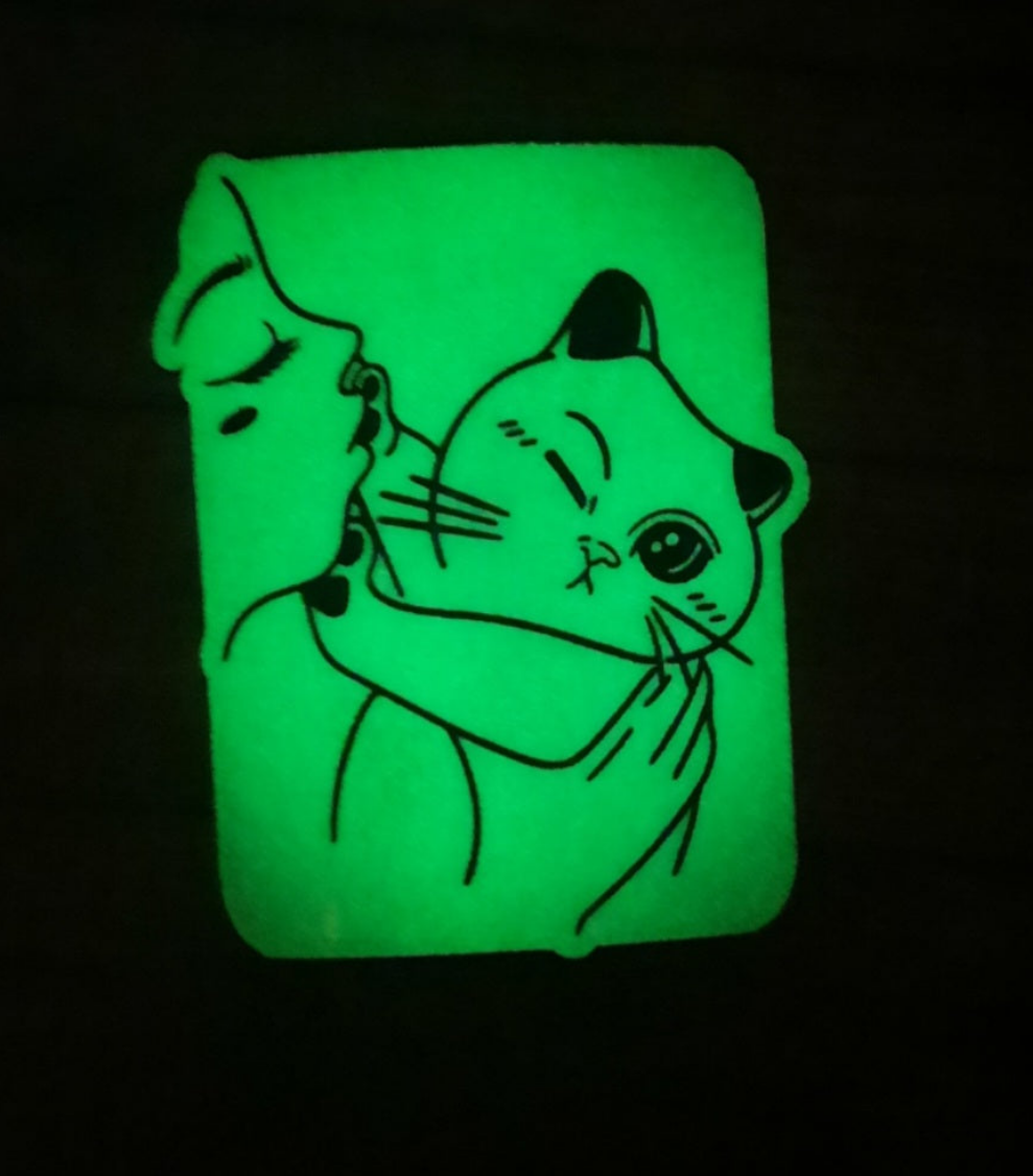 Glow in the dark boundaries cat sticker for laptop