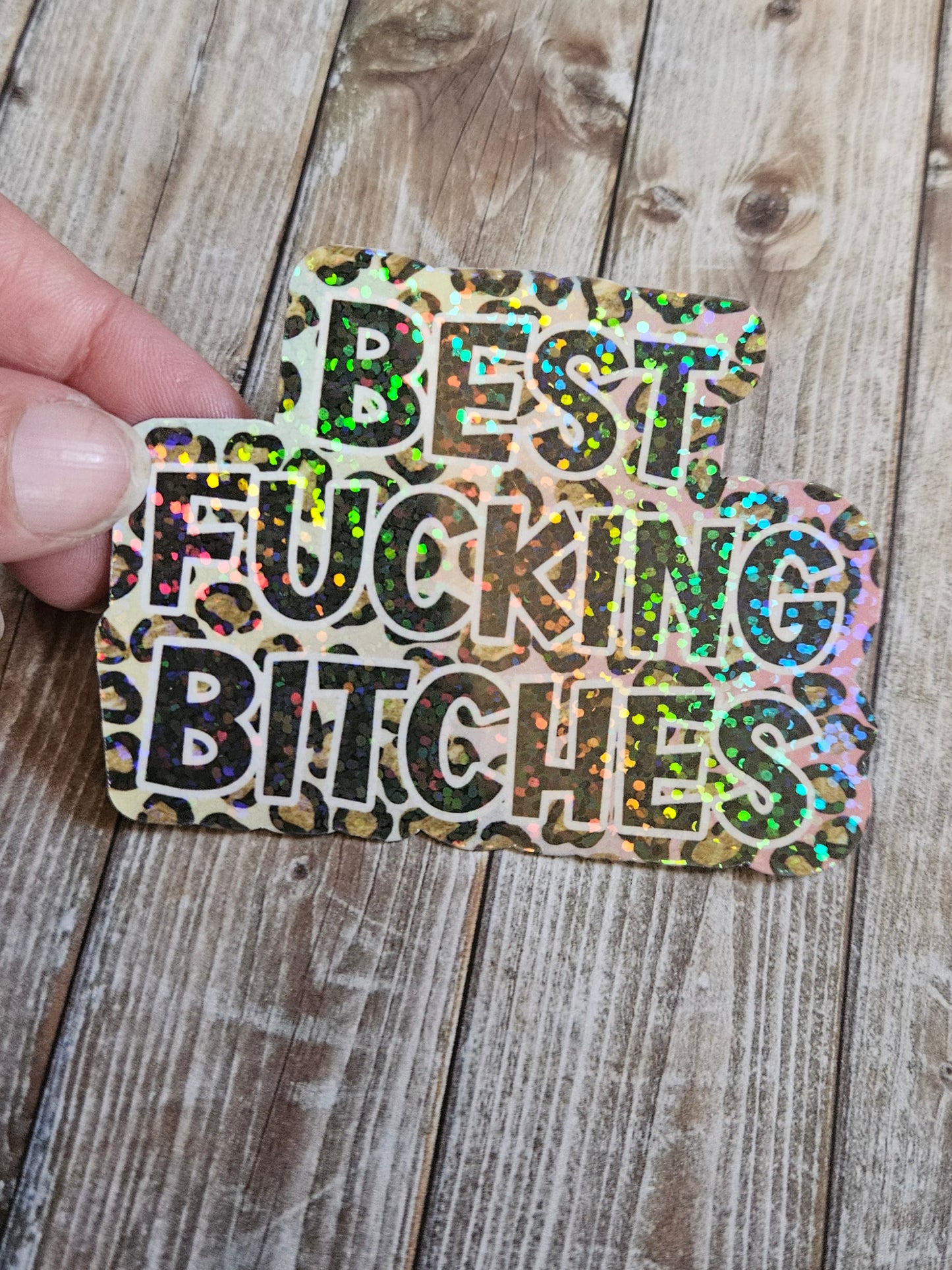Best Fucking bitches leopard print sticker for water bottle