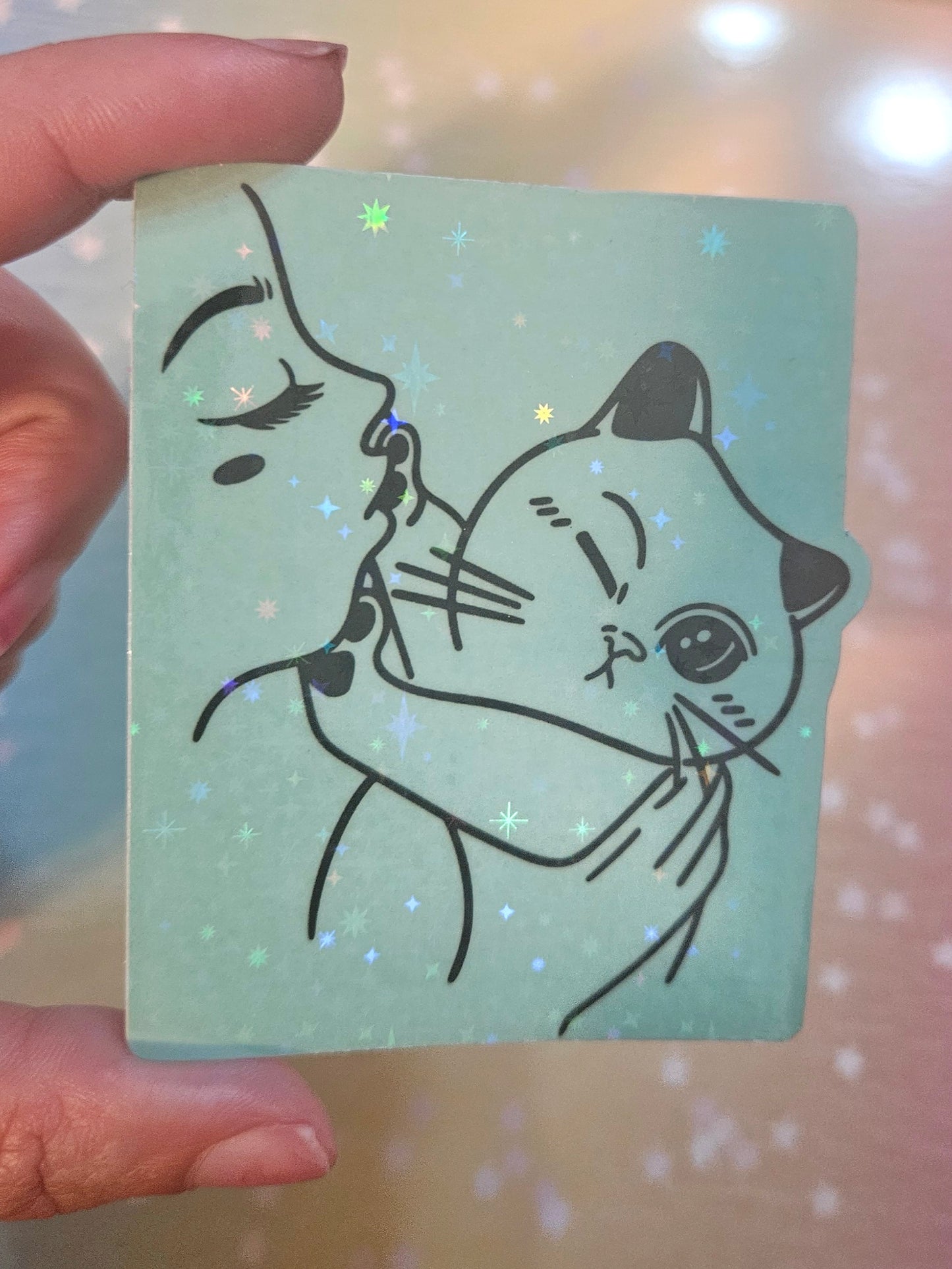 Glow in the dark boundaries cat sticker for laptop