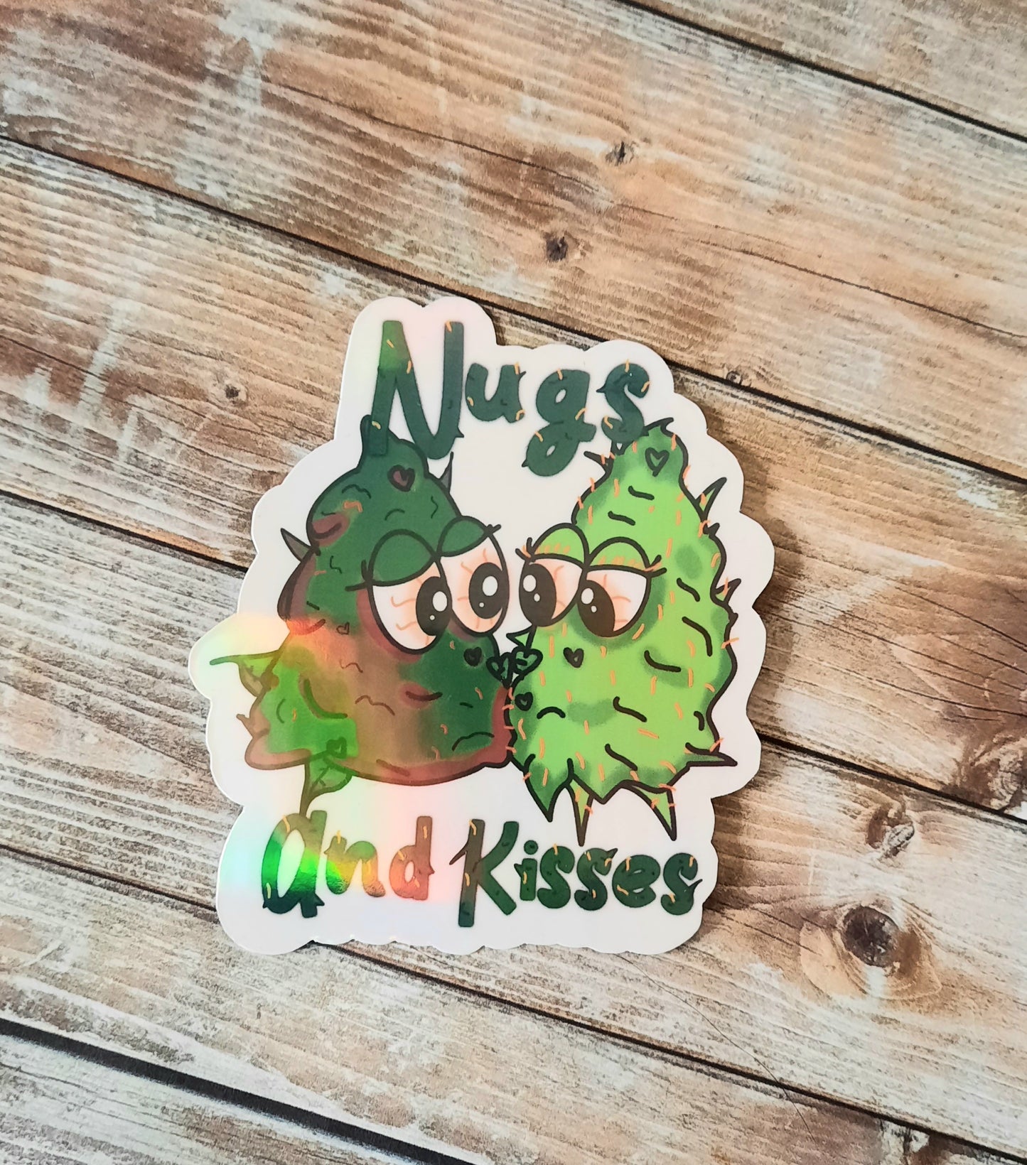 Nugs and kisses 420 weed theme sticker for water bottle