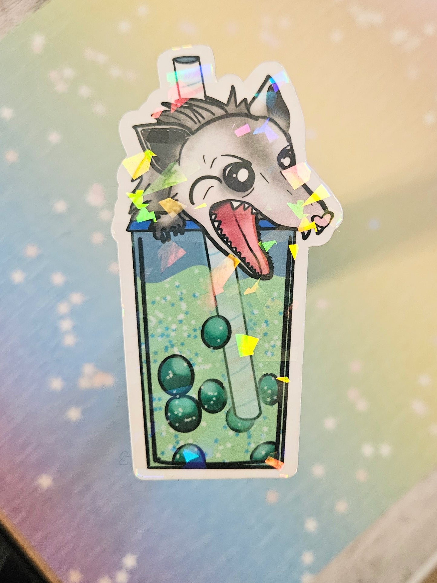 Possum Boba sticker for water bottle