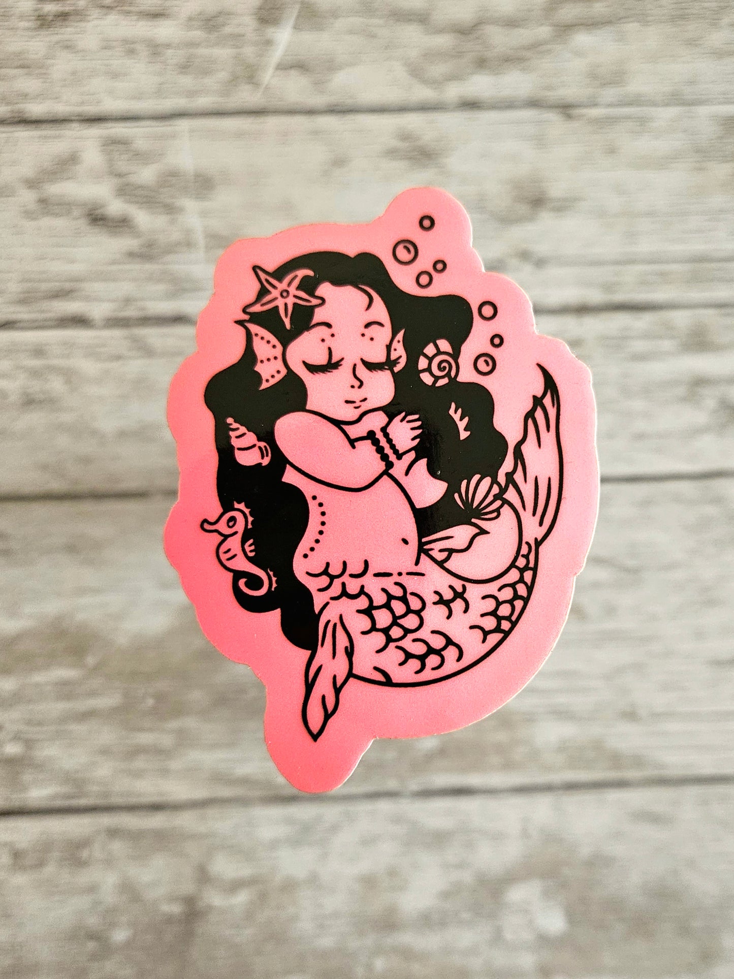 Glow in the dark baby mermaid sticker