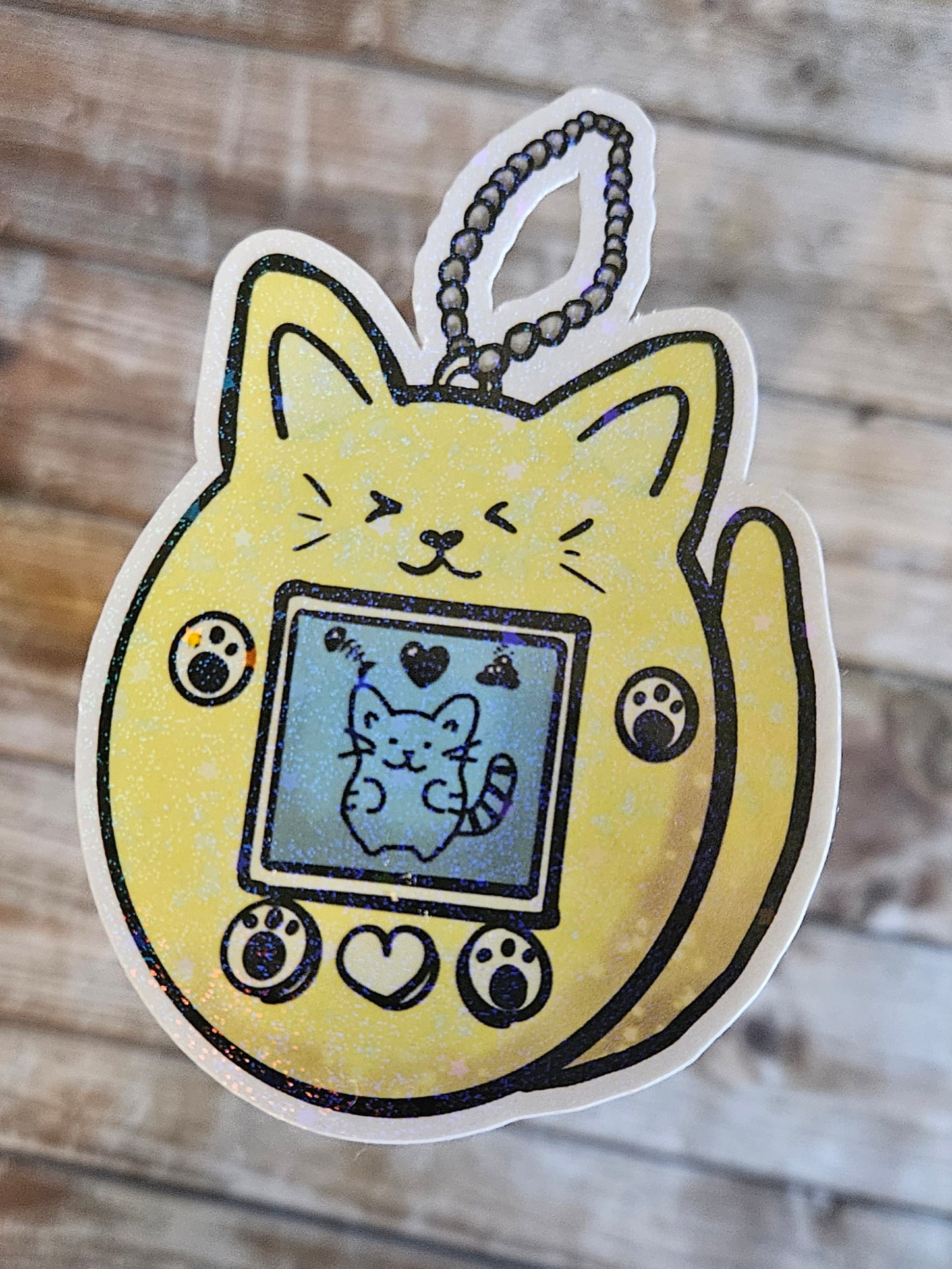 Cute kitty digital pet giga cat sticker for water bottle