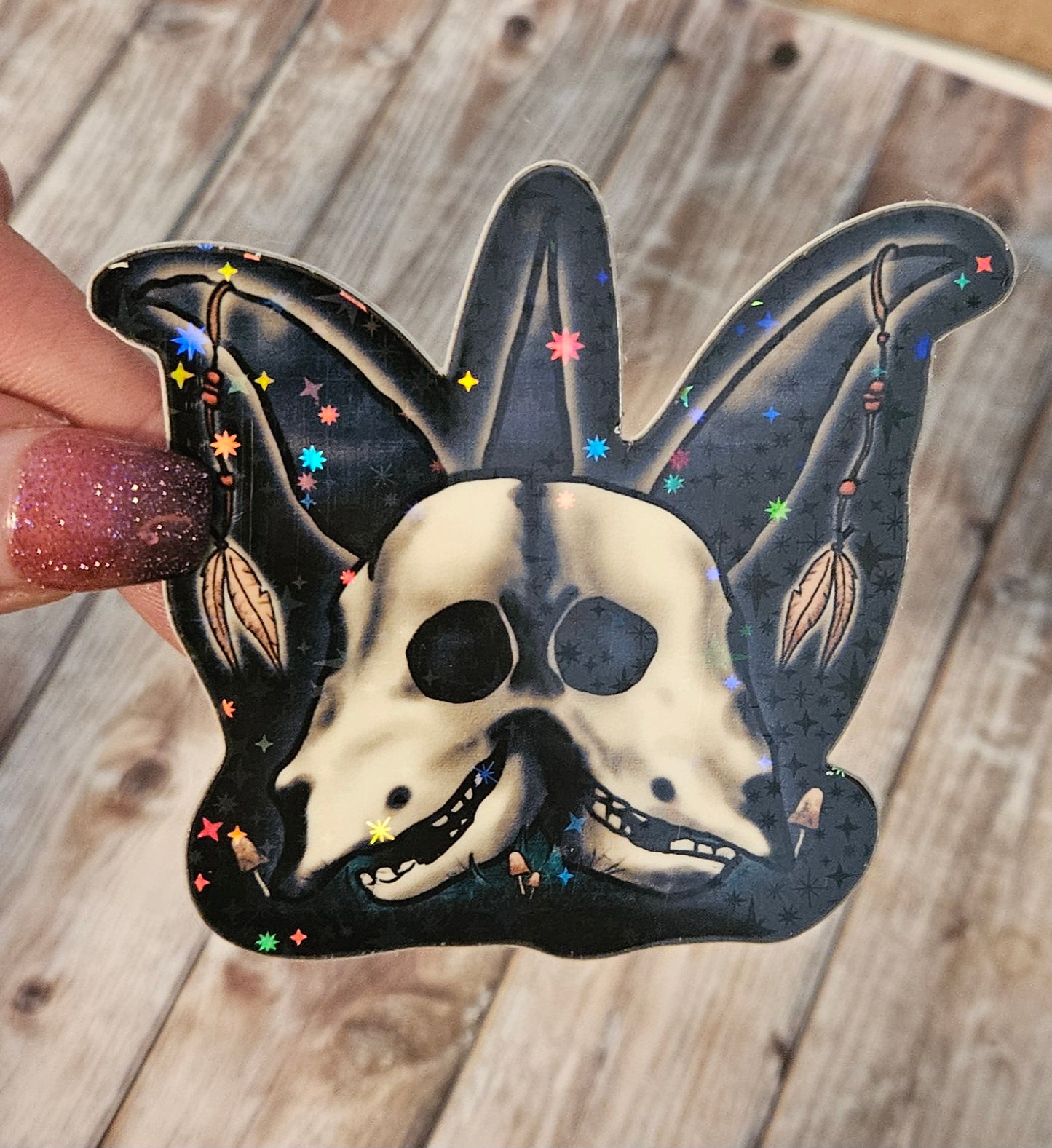 Glow in the dark 2 headed goat sticker