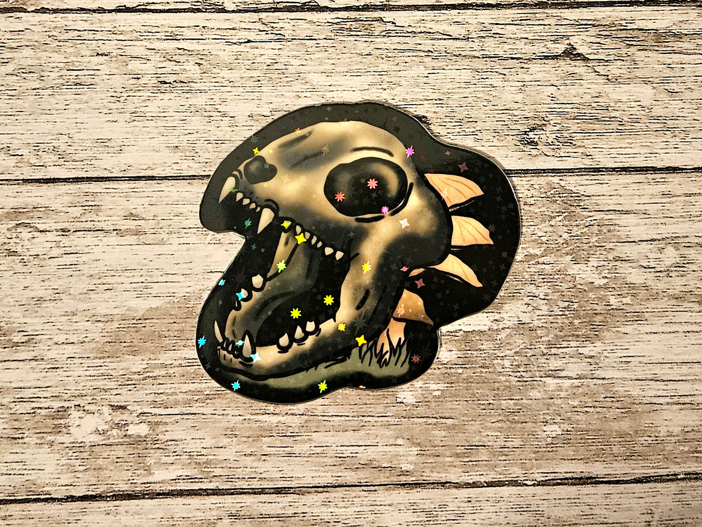 Glow in the dark cat skull sticker