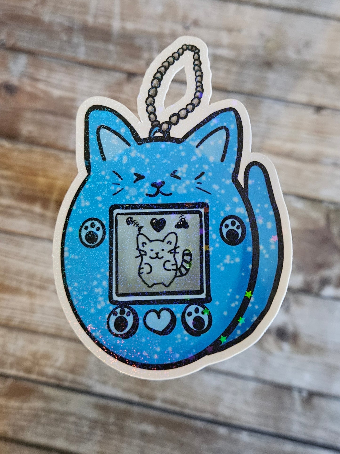 Cute kitty digital pet giga cat sticker for water bottle