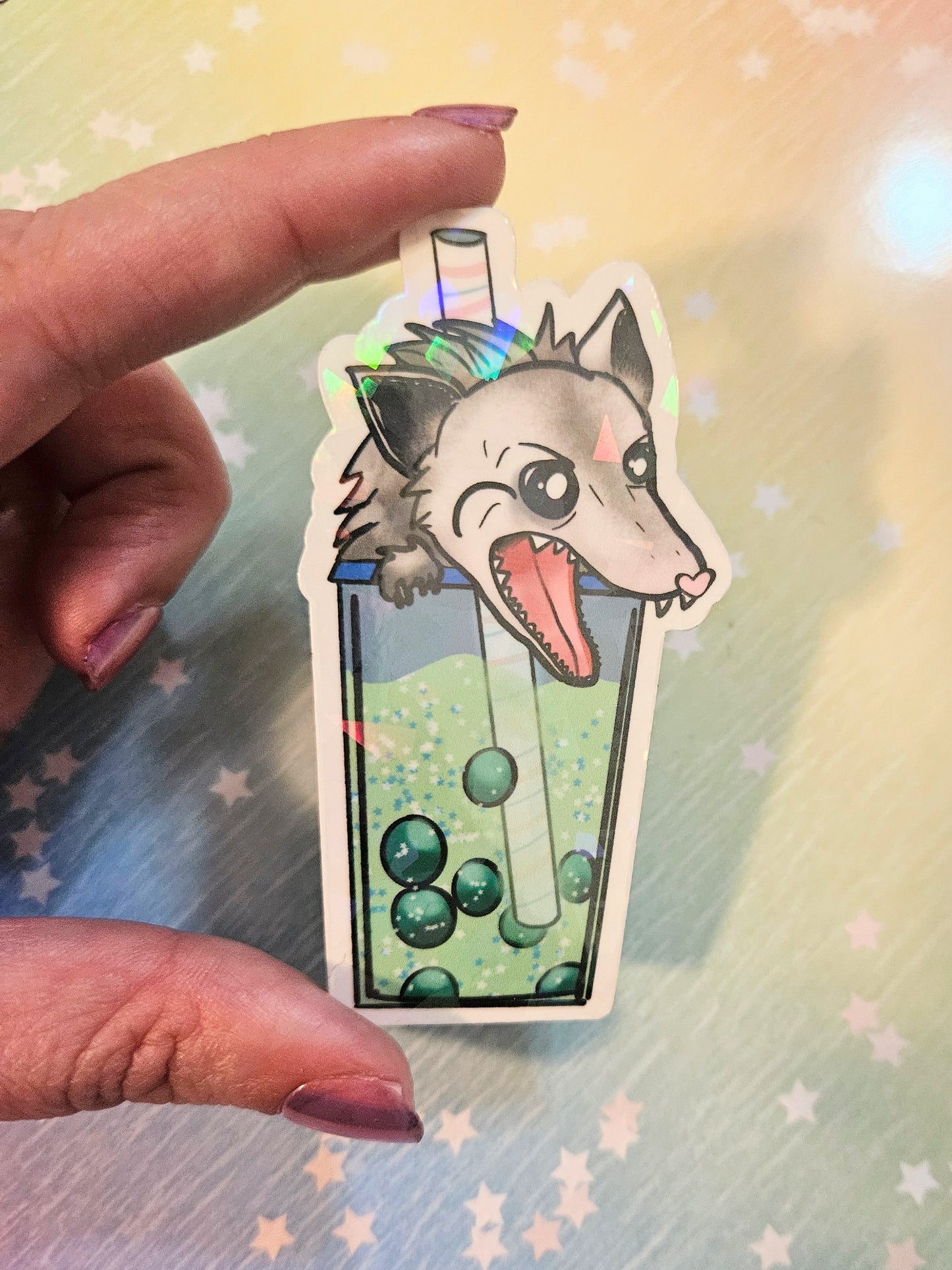 Possum Boba sticker for water bottle