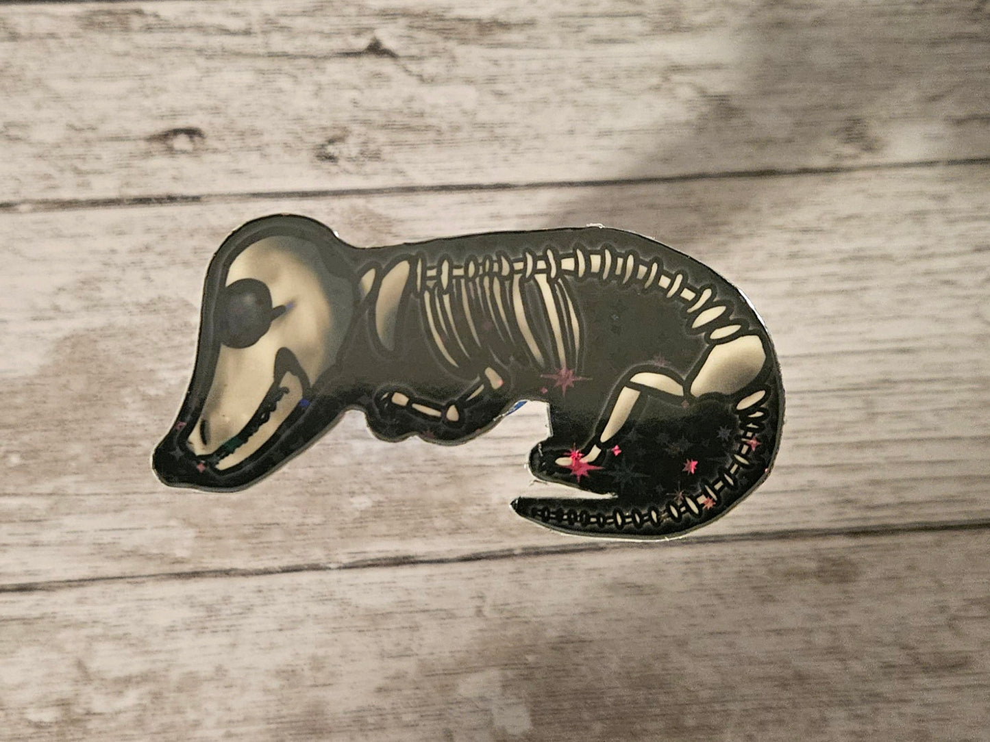 Glow in the dark dachsund skeleton sticker