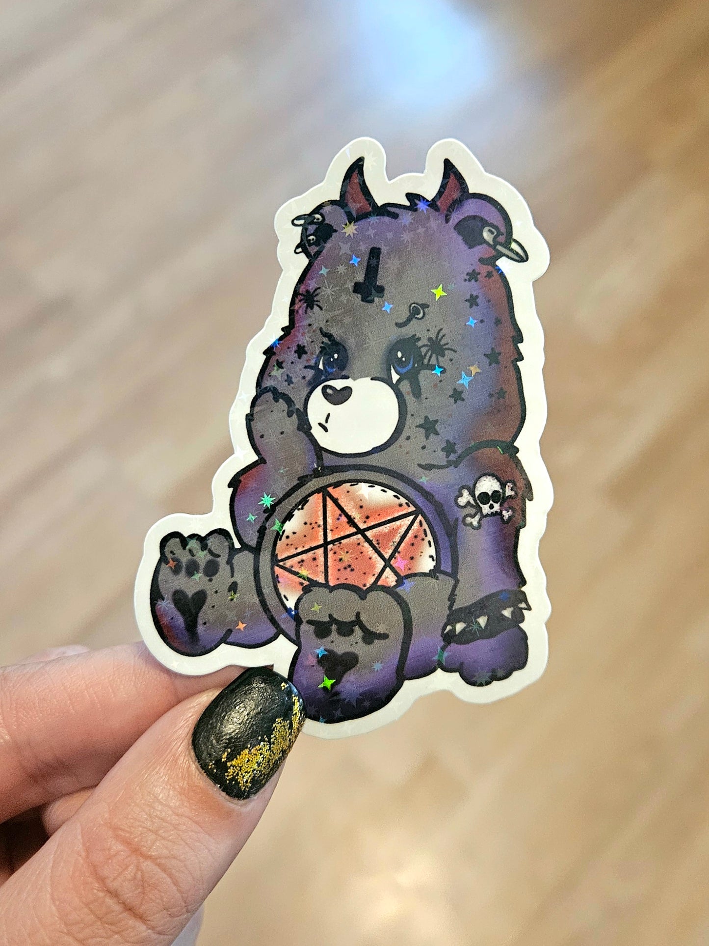 Devil punk bear sticker for water bottle or laptop