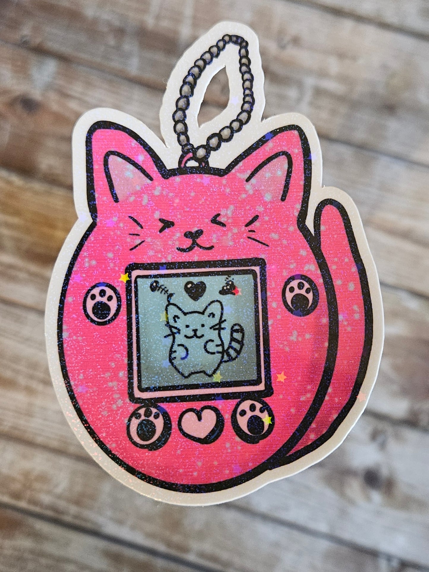 Cute kitty digital pet giga cat sticker for water bottle