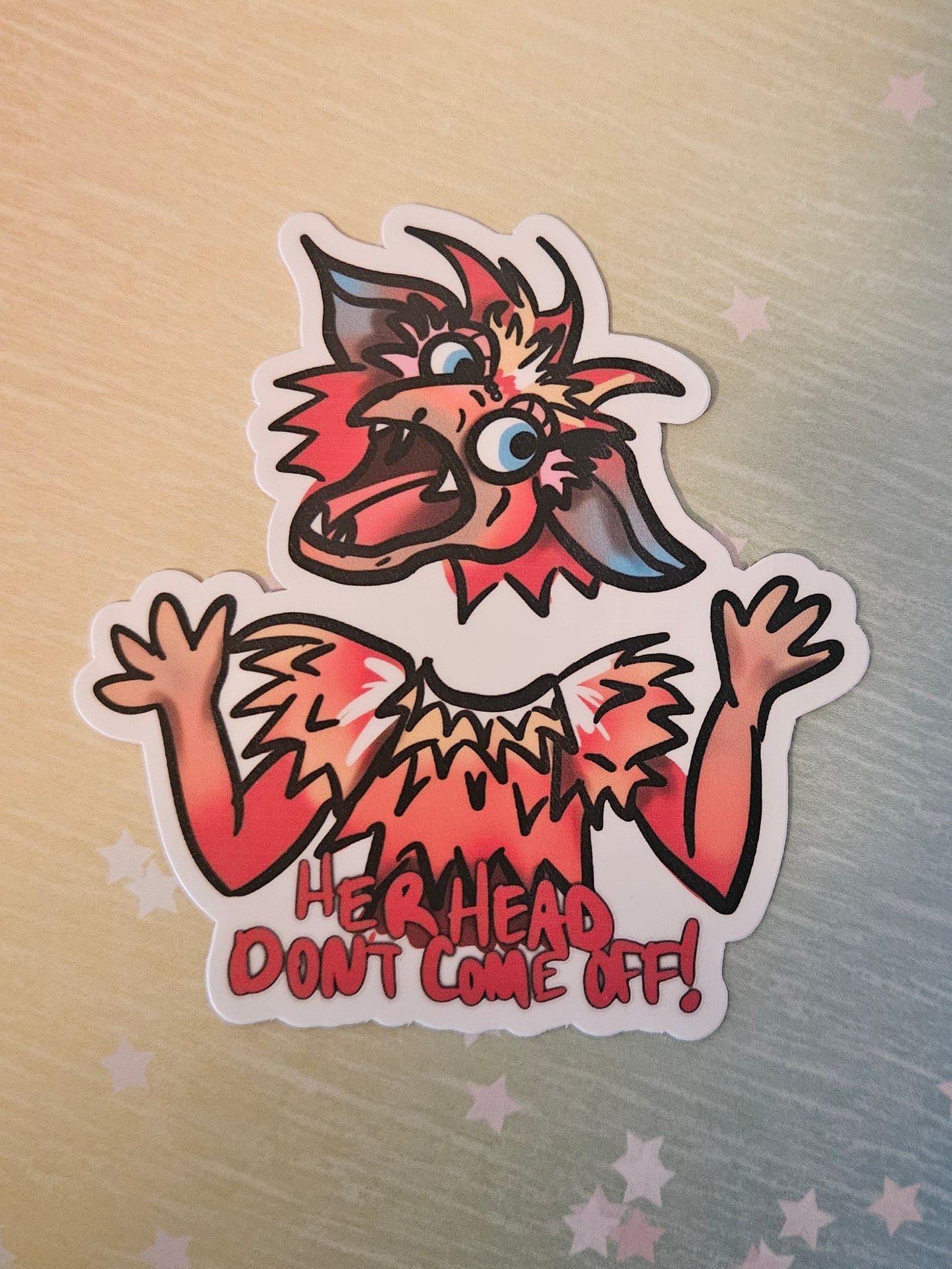 "Her head don't come off" sticker for water bottle and laptop