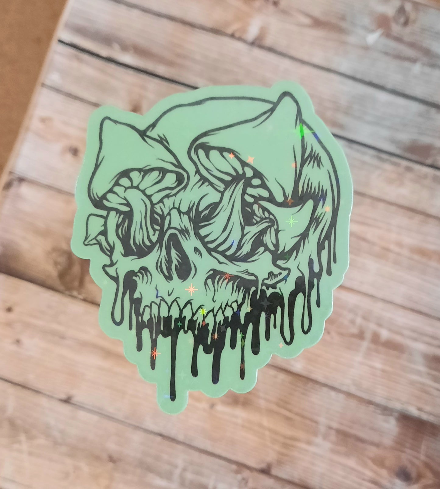 Glow in the dark Mushroom Skull sticker