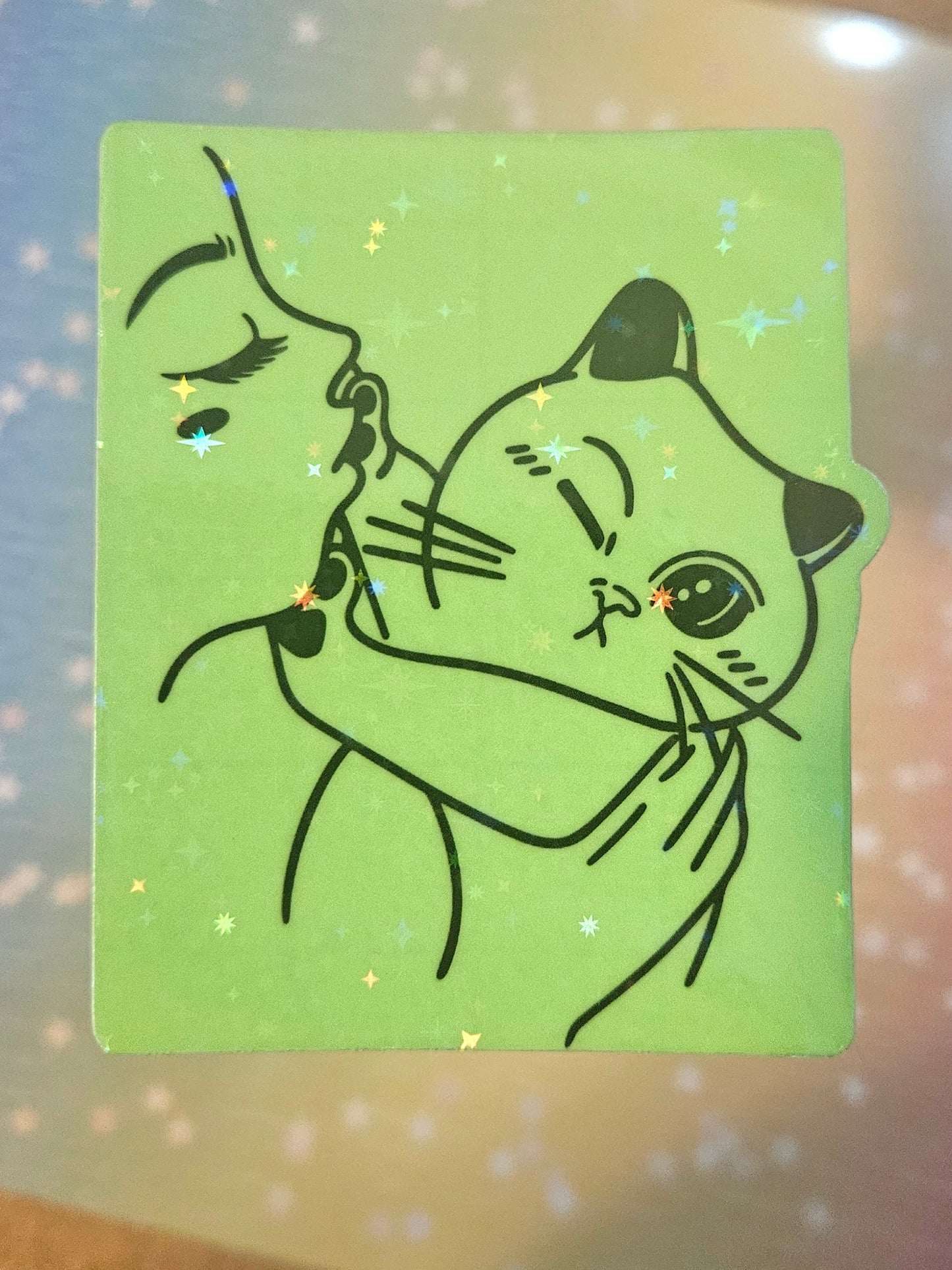 Glow in the dark boundaries cat sticker for laptop