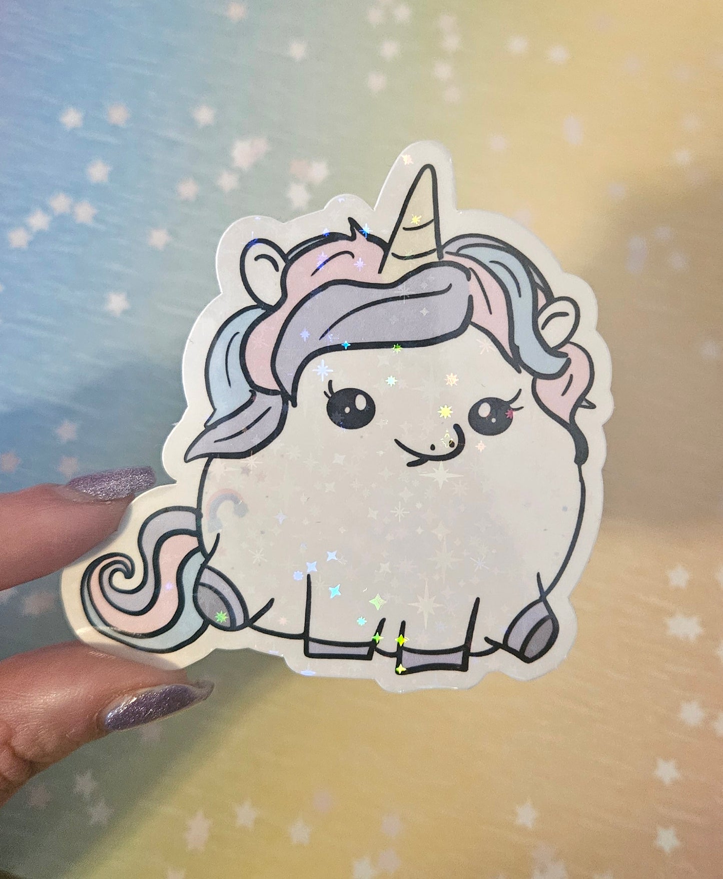 Chonky unicorn sticker for laptop and water bottle