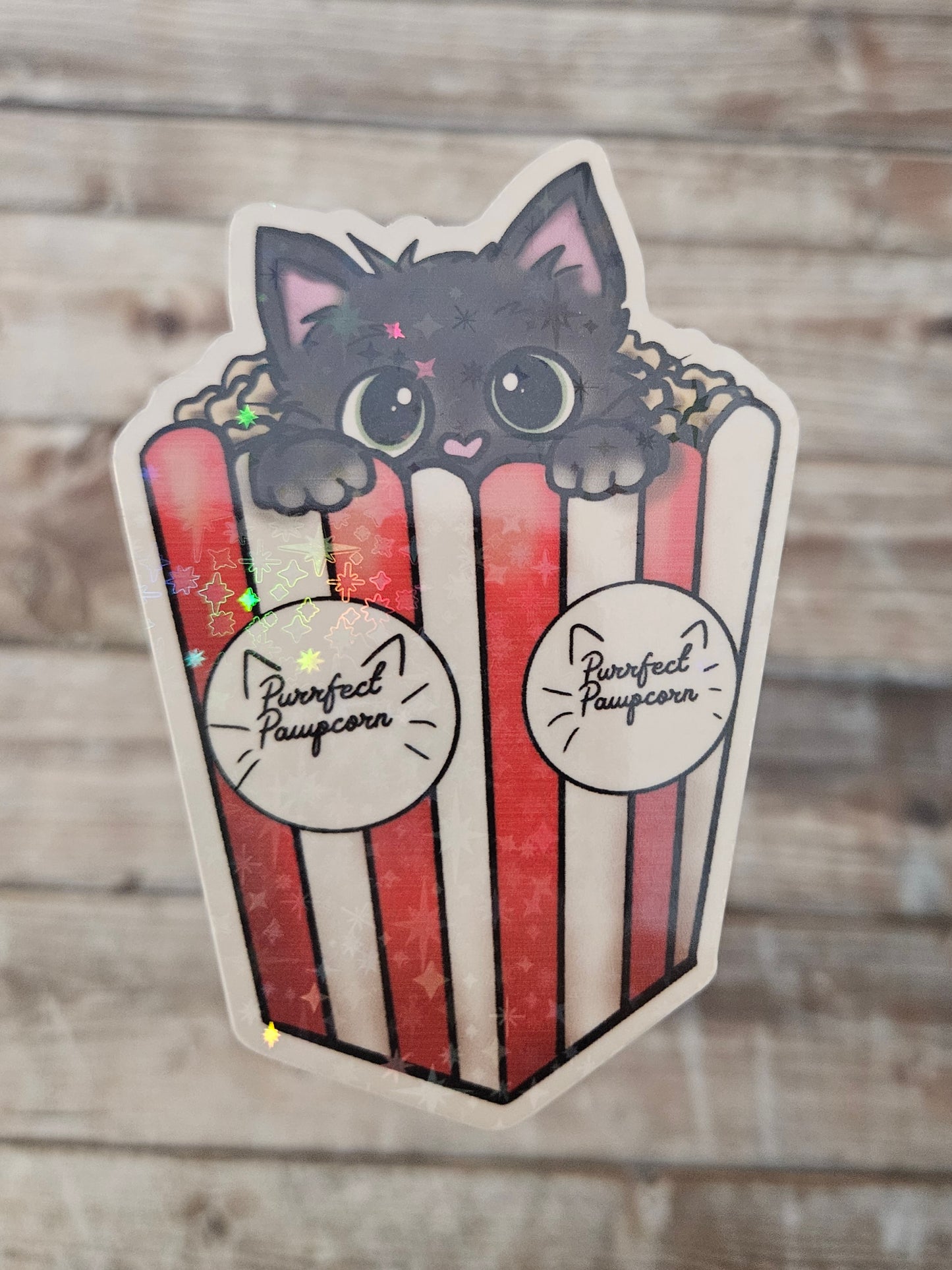 Cute popcorn kitty sticker for water bottle