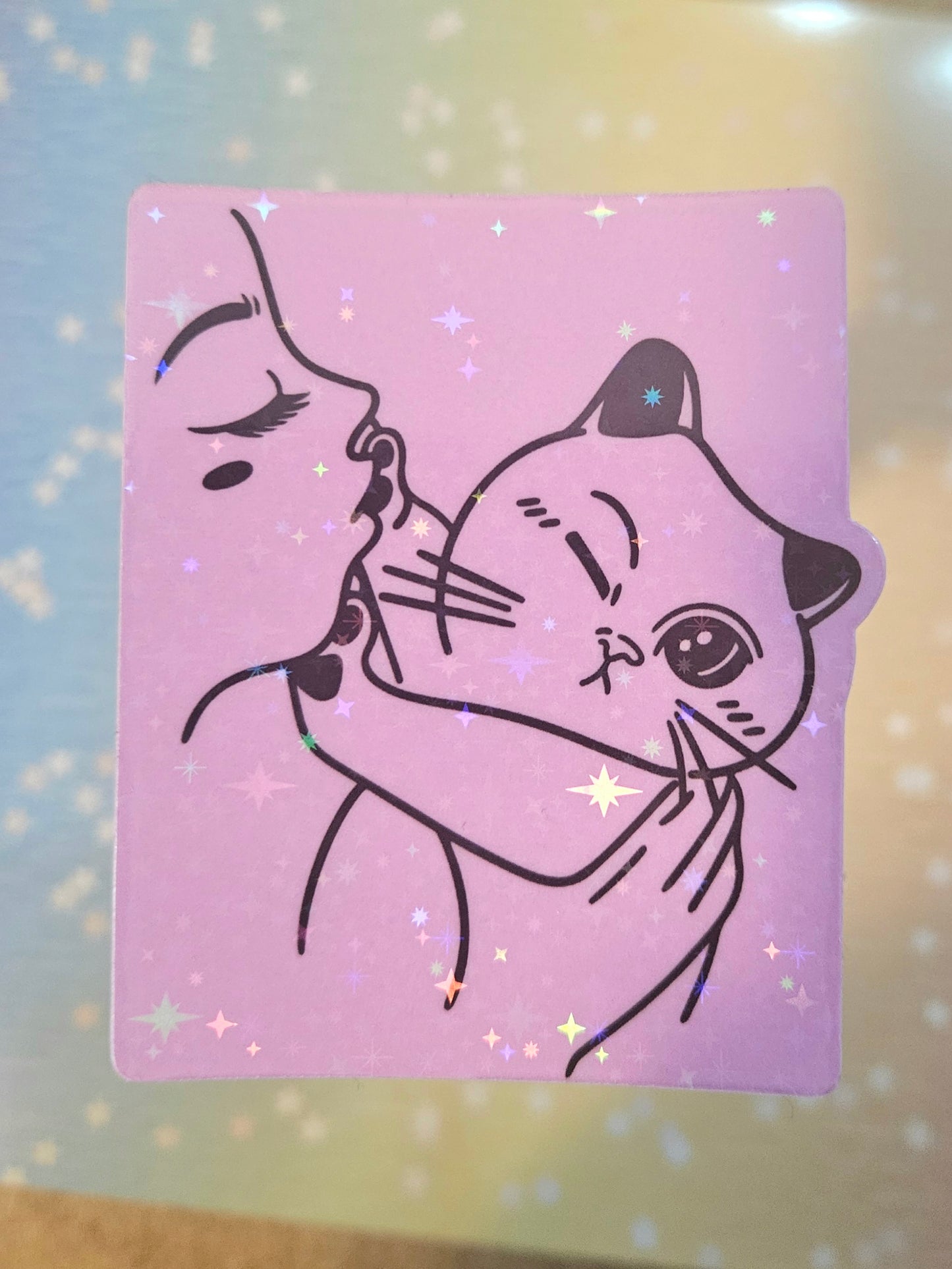 Glow in the dark boundaries cat sticker for laptop