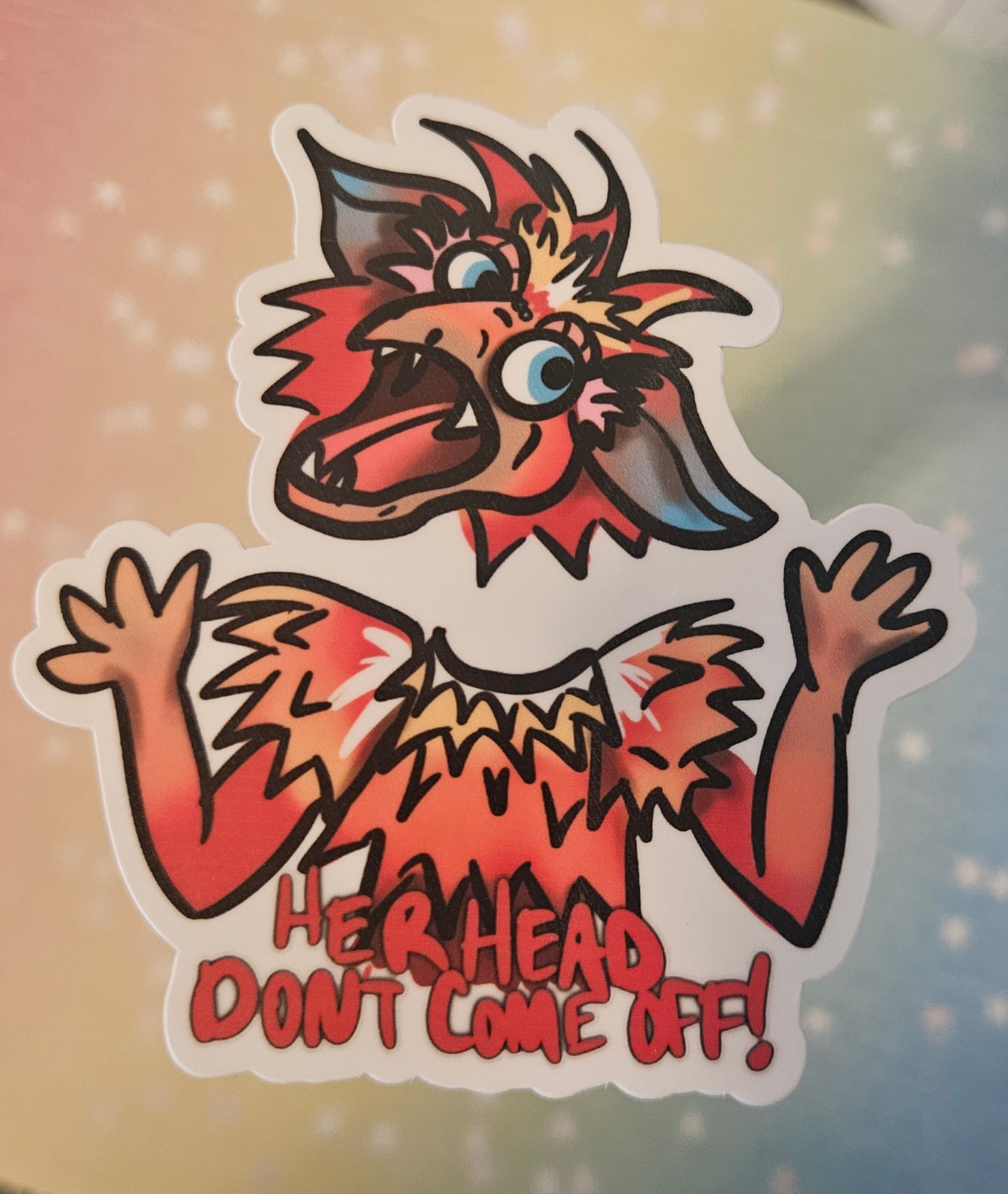 "Her head don't come off" sticker for water bottle and laptop