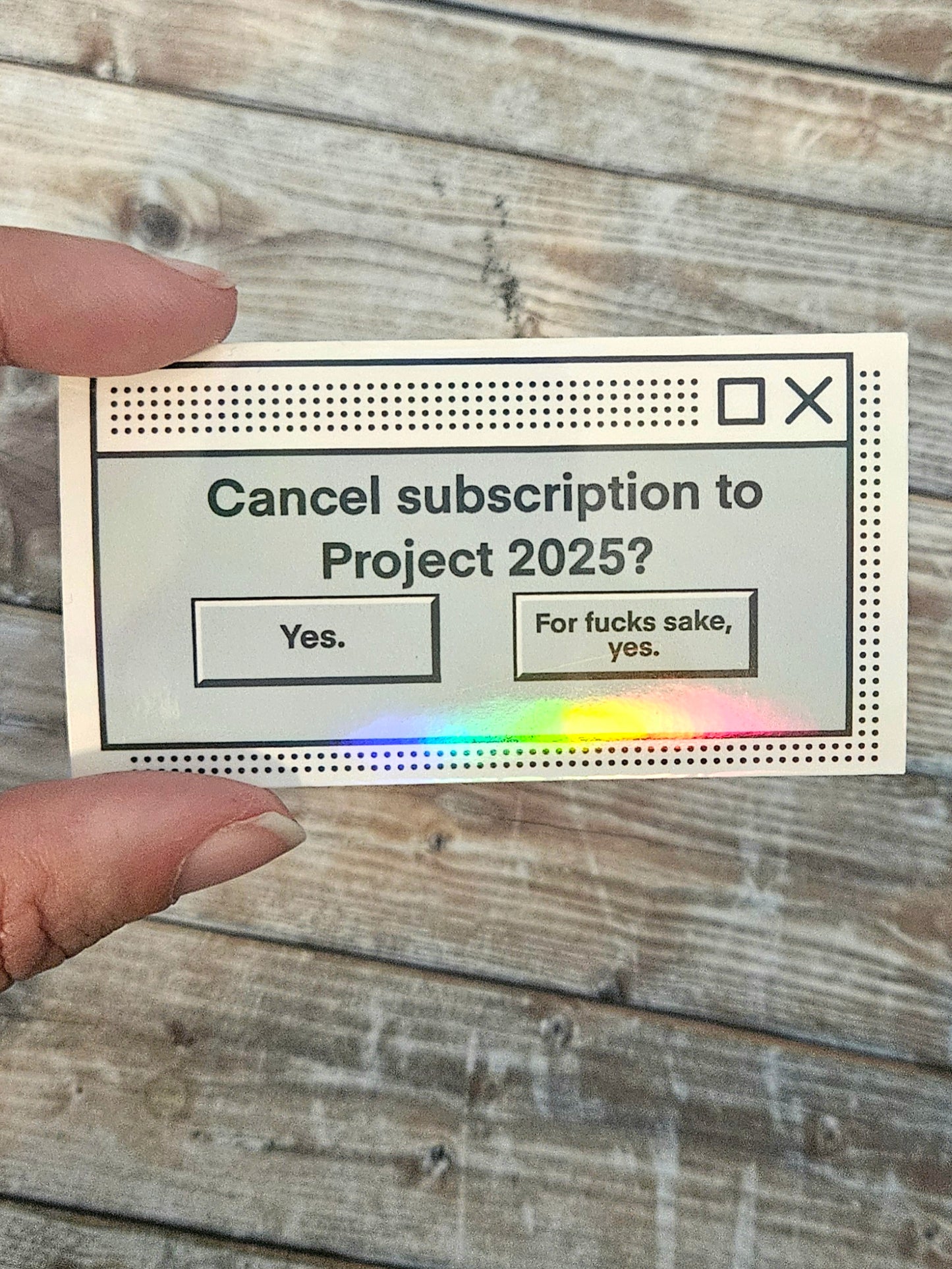Cancel subscription to project 2025 computer alert message sticker for water bottle