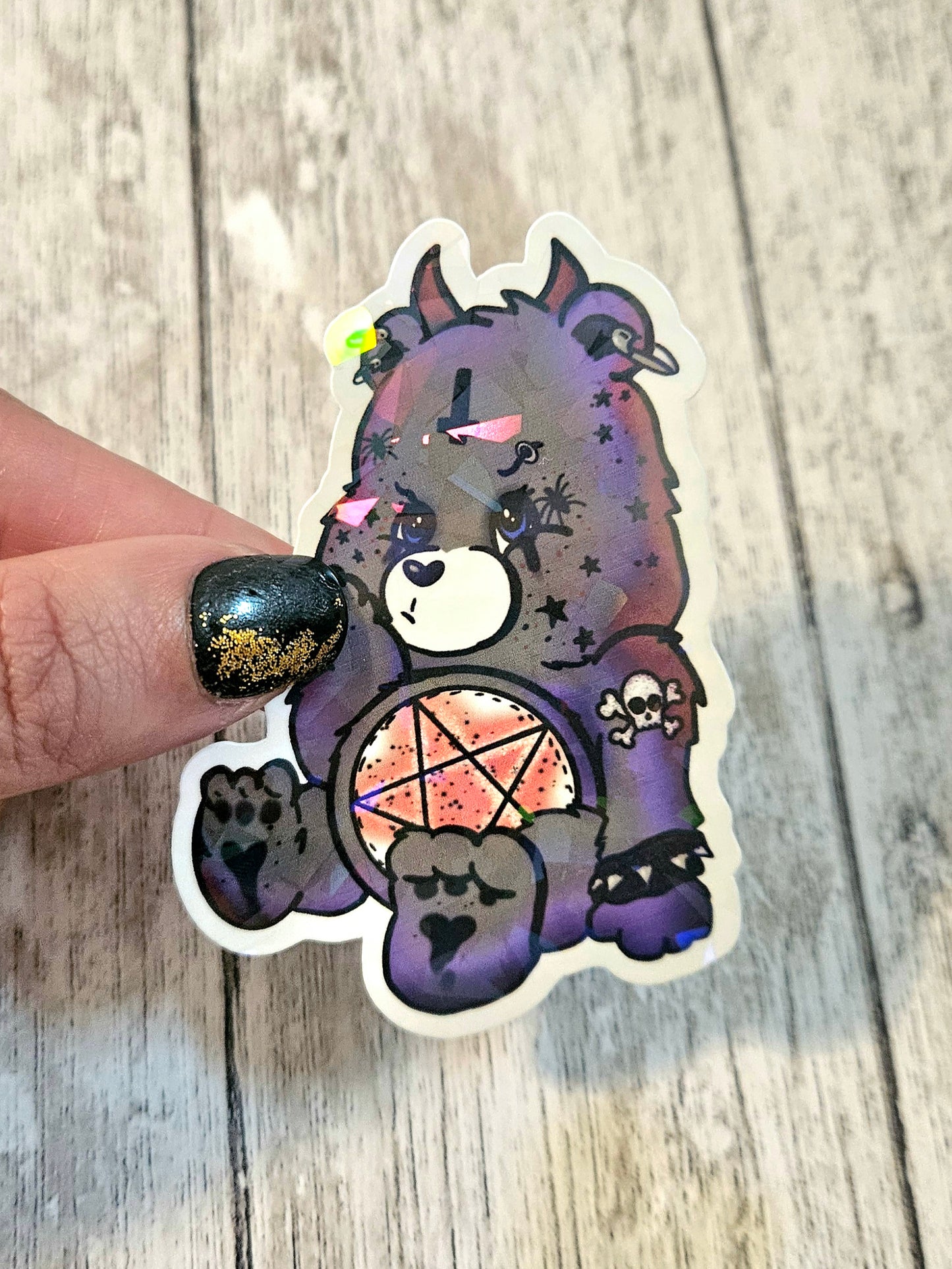 Devil punk bear sticker for water bottle or laptop