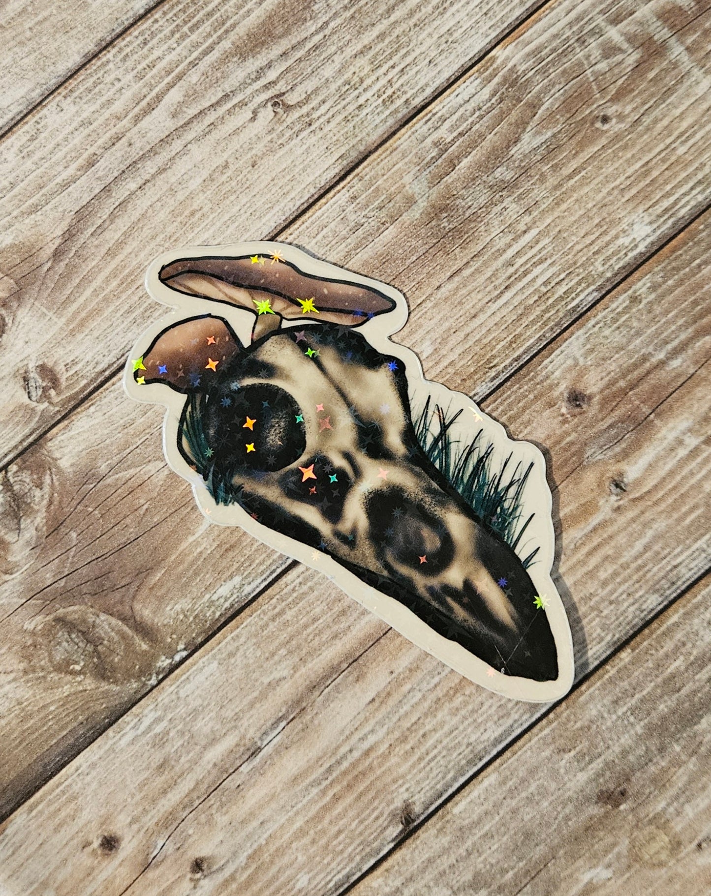 Glow in the dark raven skull sticker