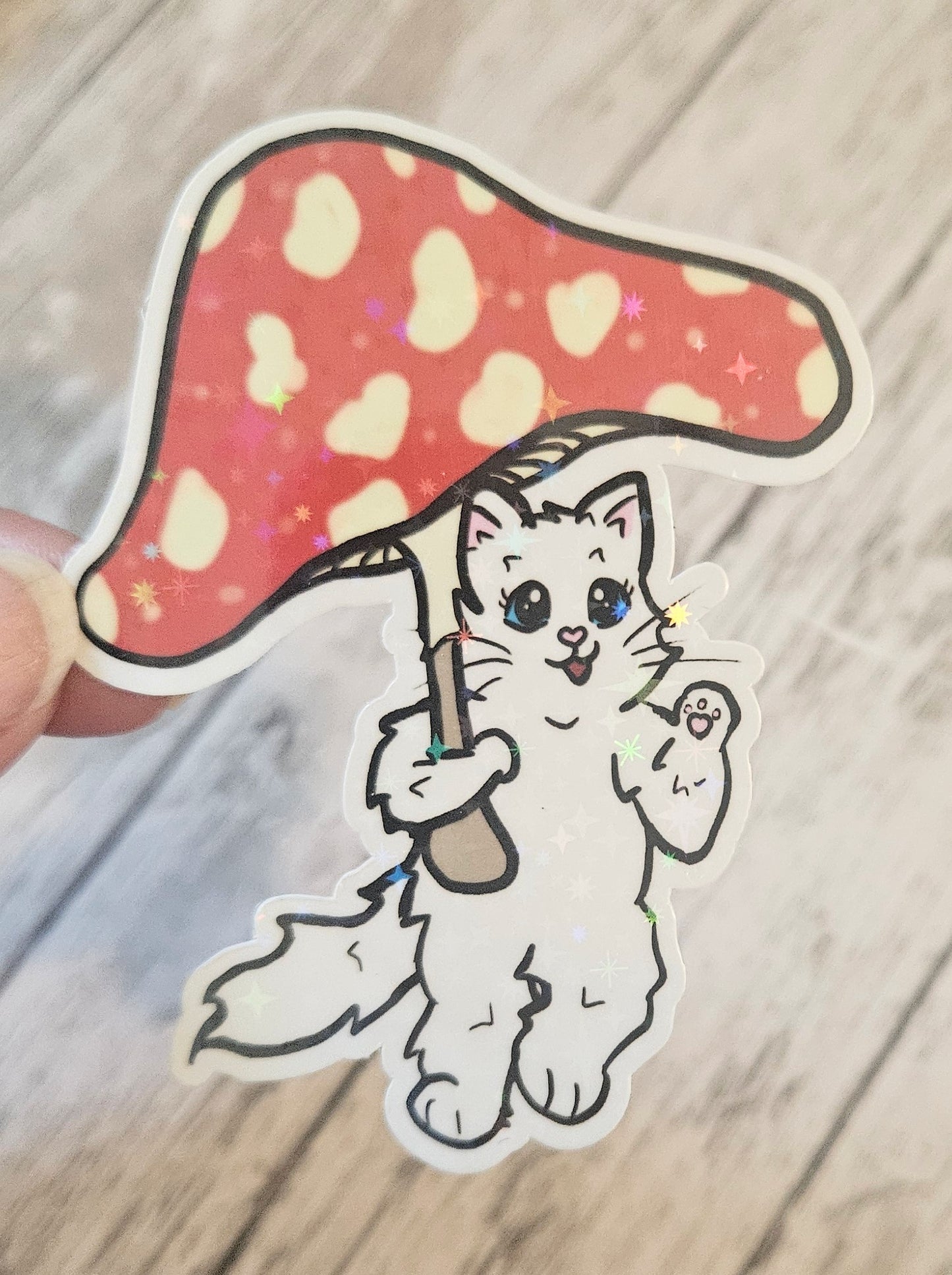 Mushroom kitty umbrella sticker