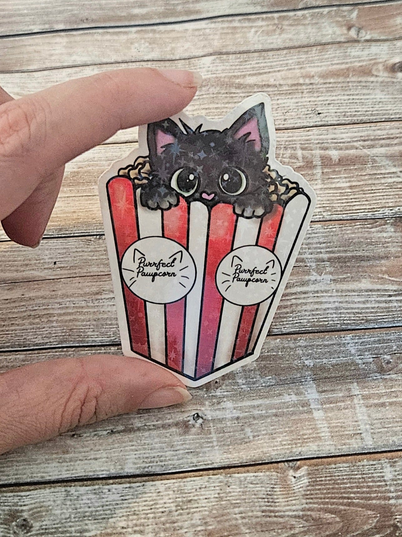 Cute popcorn kitty sticker for water bottle