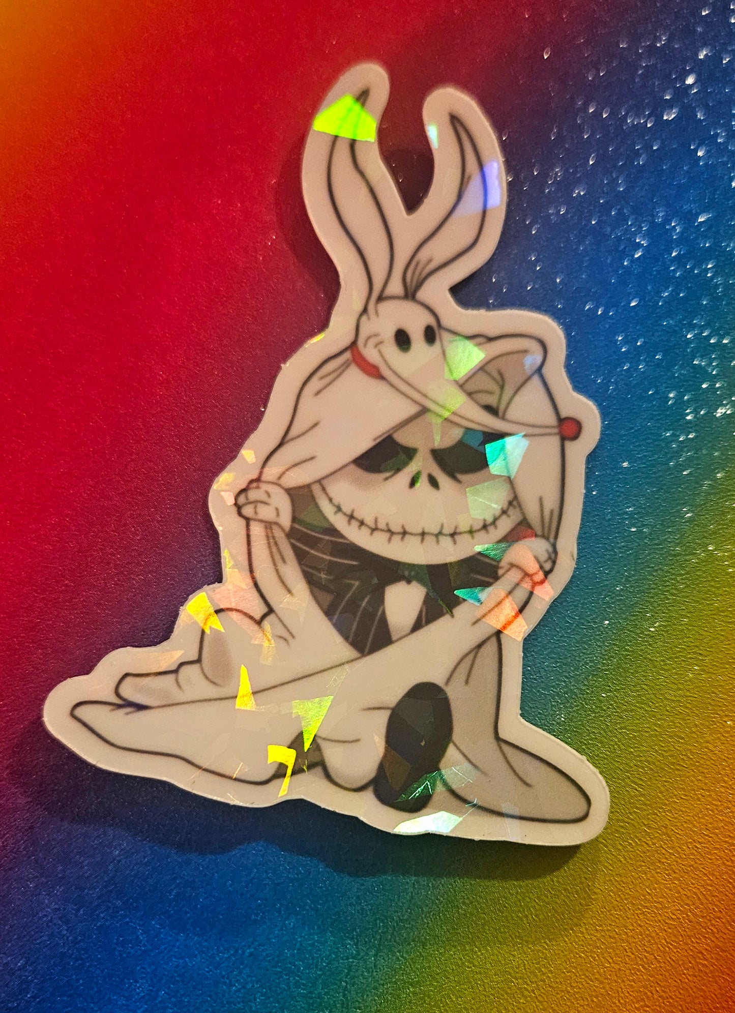 Glow in the dark baby skeleton pumpkin king sticker