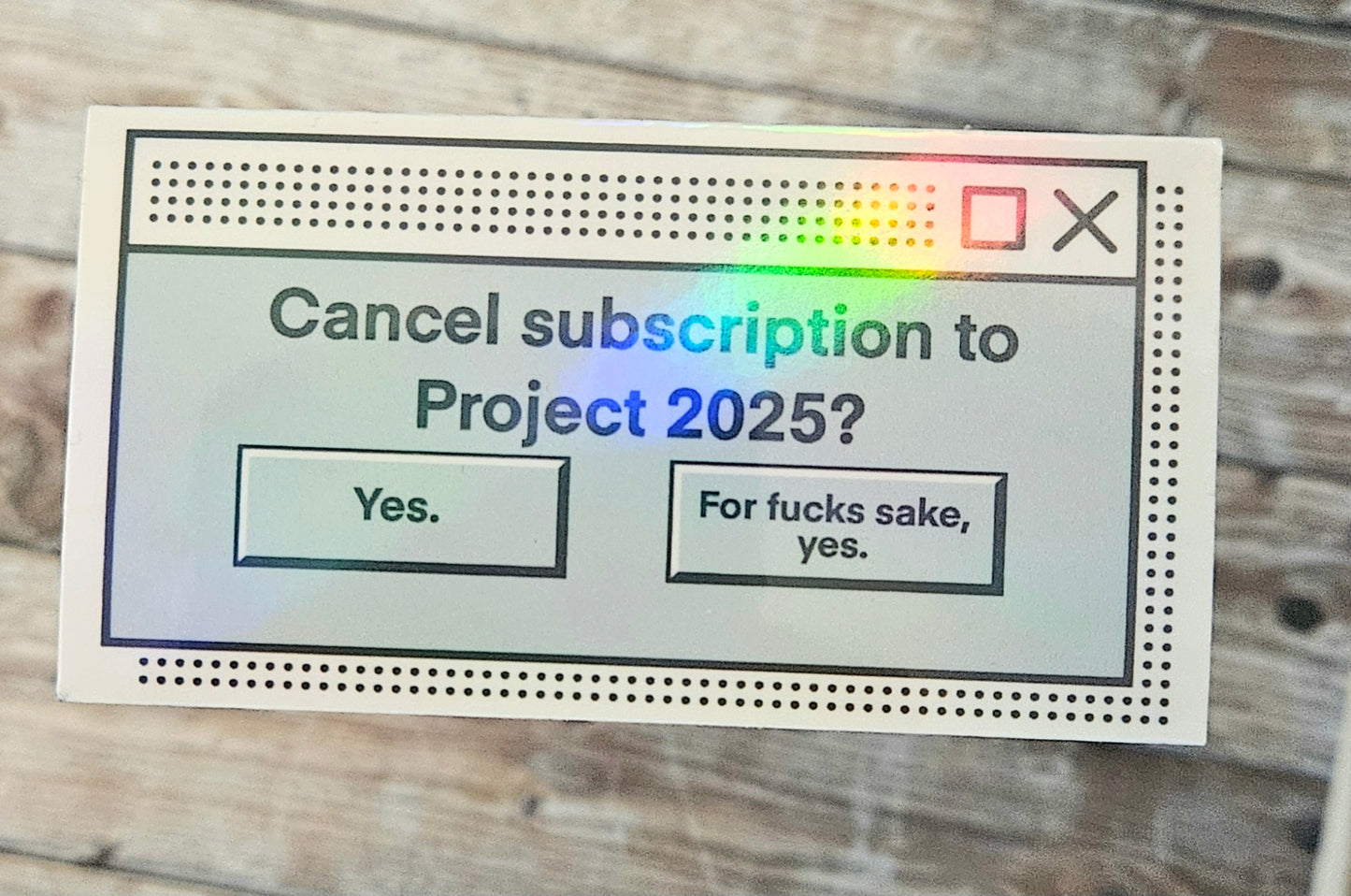 Cancel subscription to project 2025 computer alert message sticker for water bottle