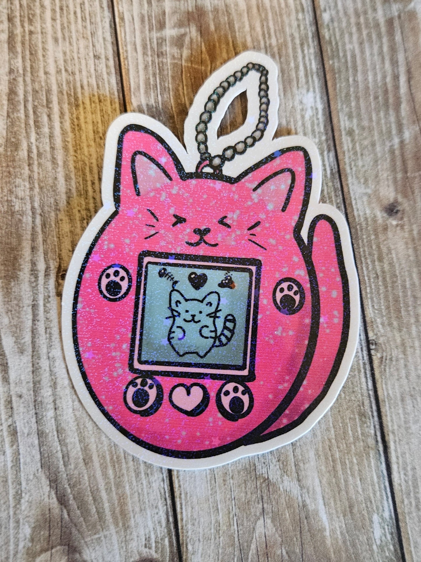 Cute kitty digital pet giga cat sticker for water bottle