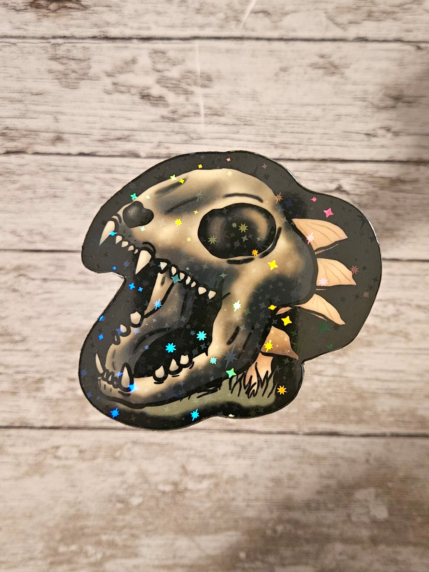 Glow in the dark cat skull sticker