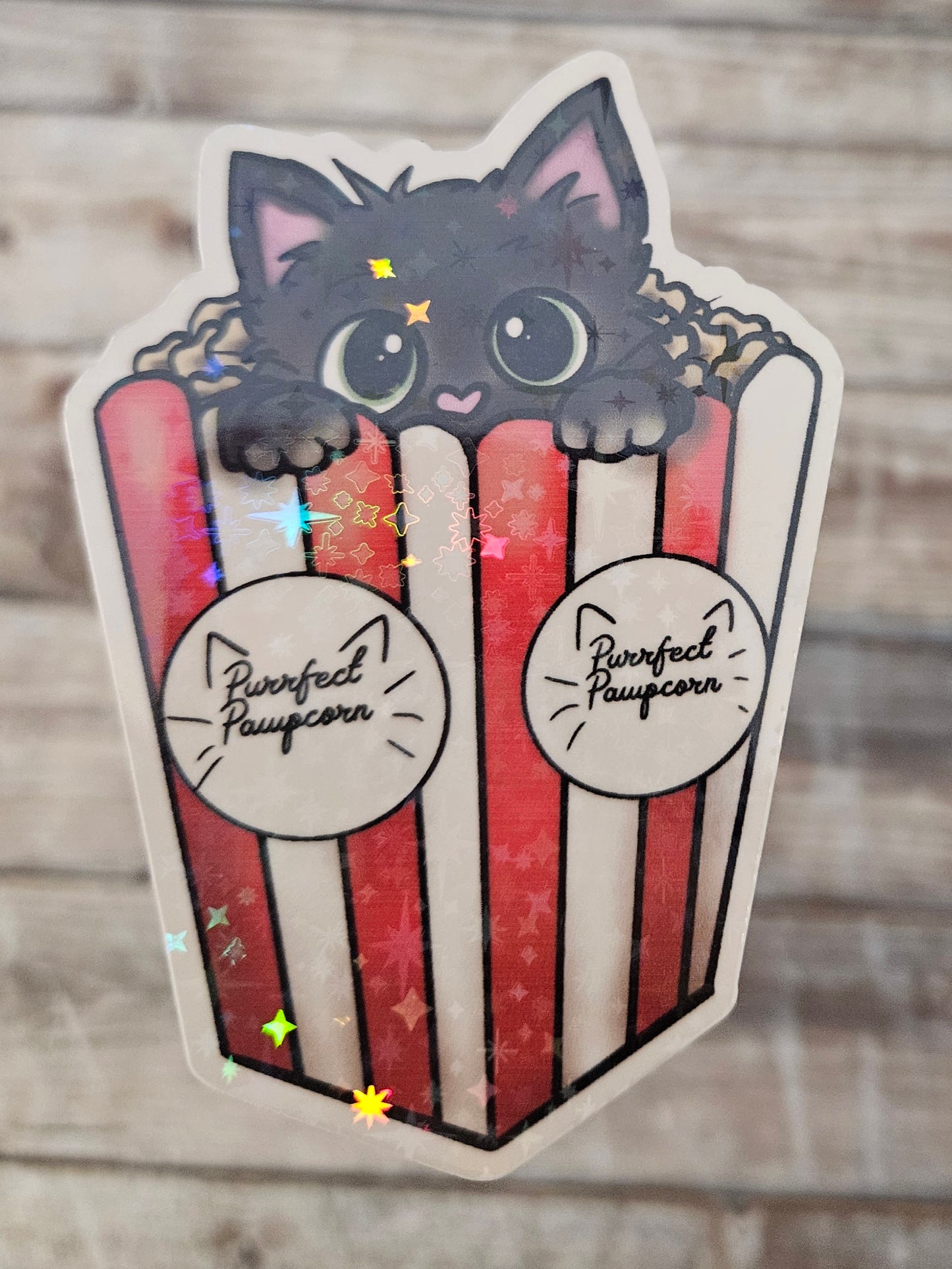Cute popcorn kitty sticker for water bottle