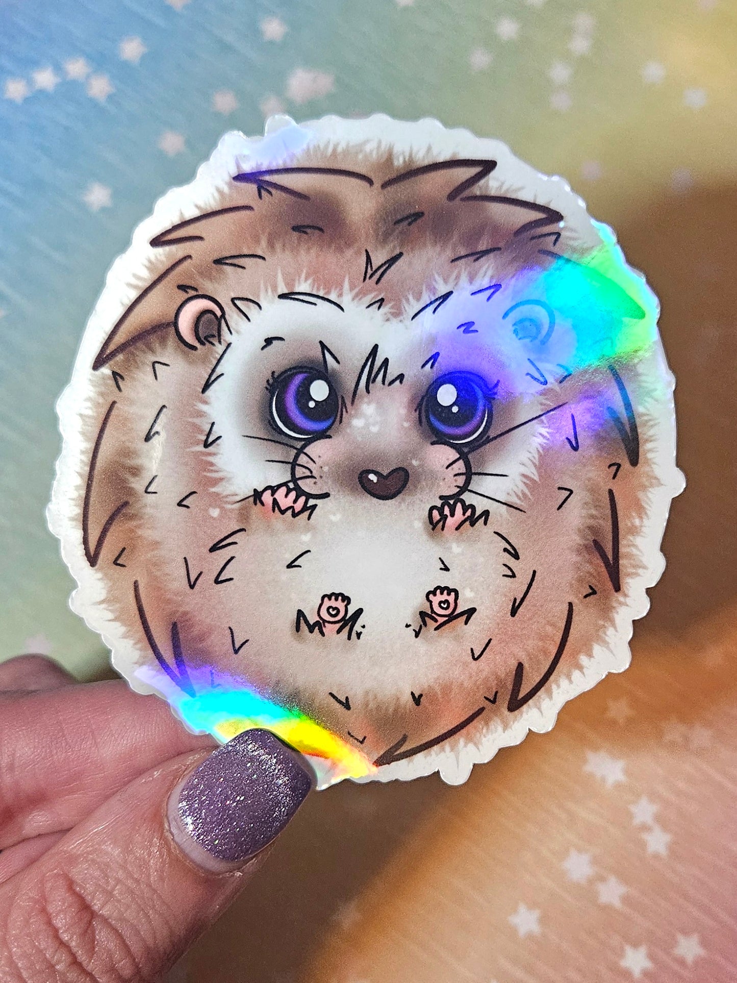 Adorable round boi hedgehog sticker for water bottle