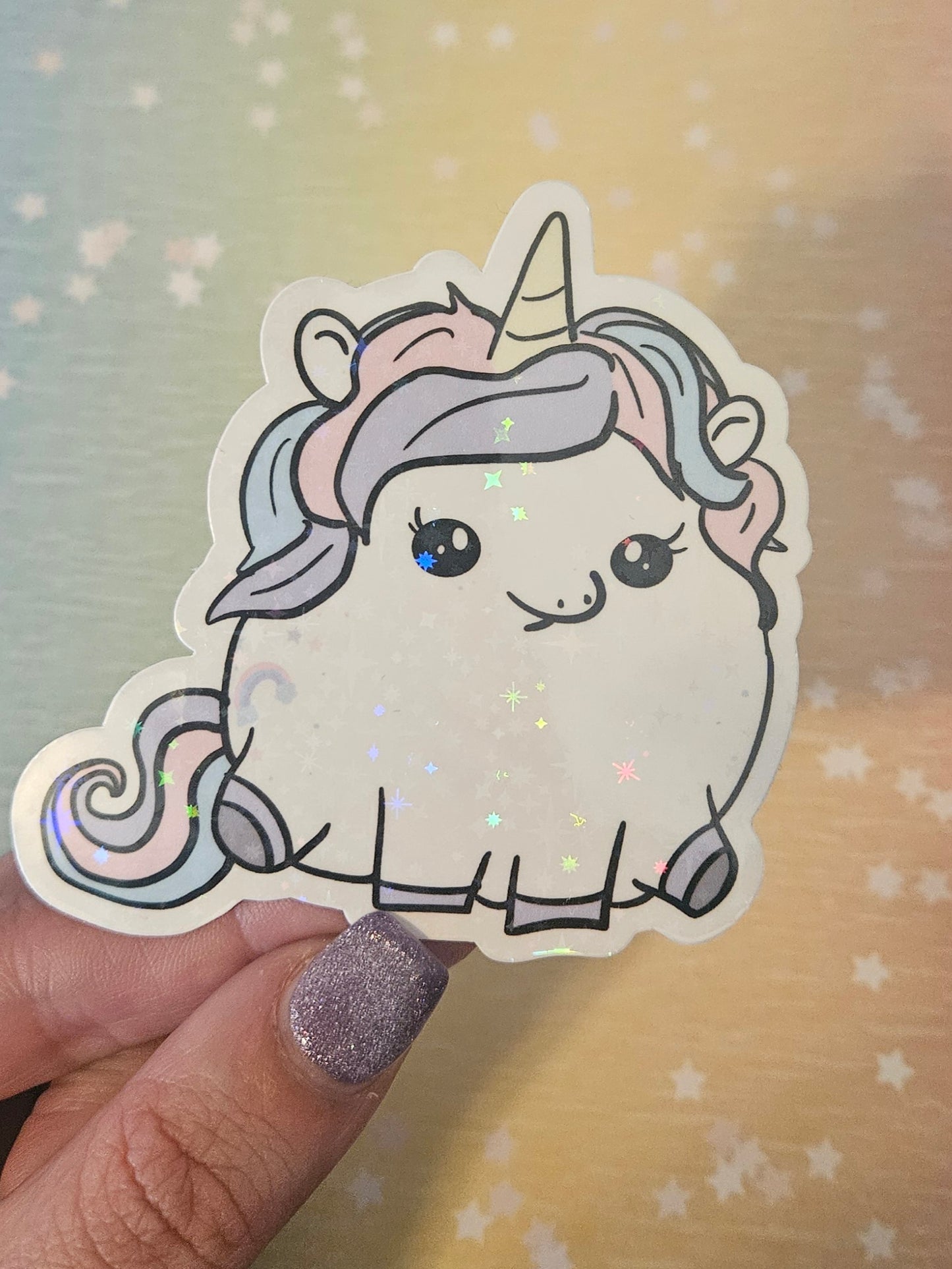 Chonky unicorn sticker for laptop and water bottle