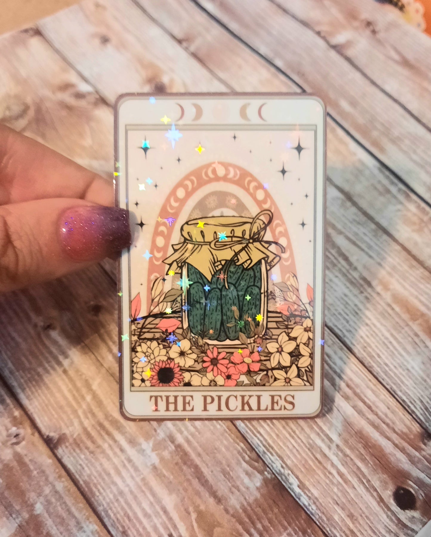 The pickles tarot card sticker, pickle lover gift