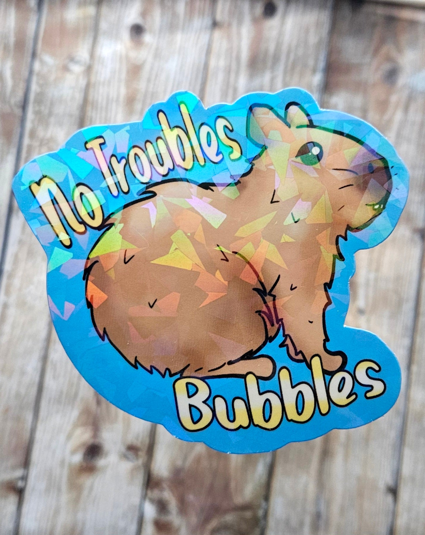 No troubles bubbles capybara sticker