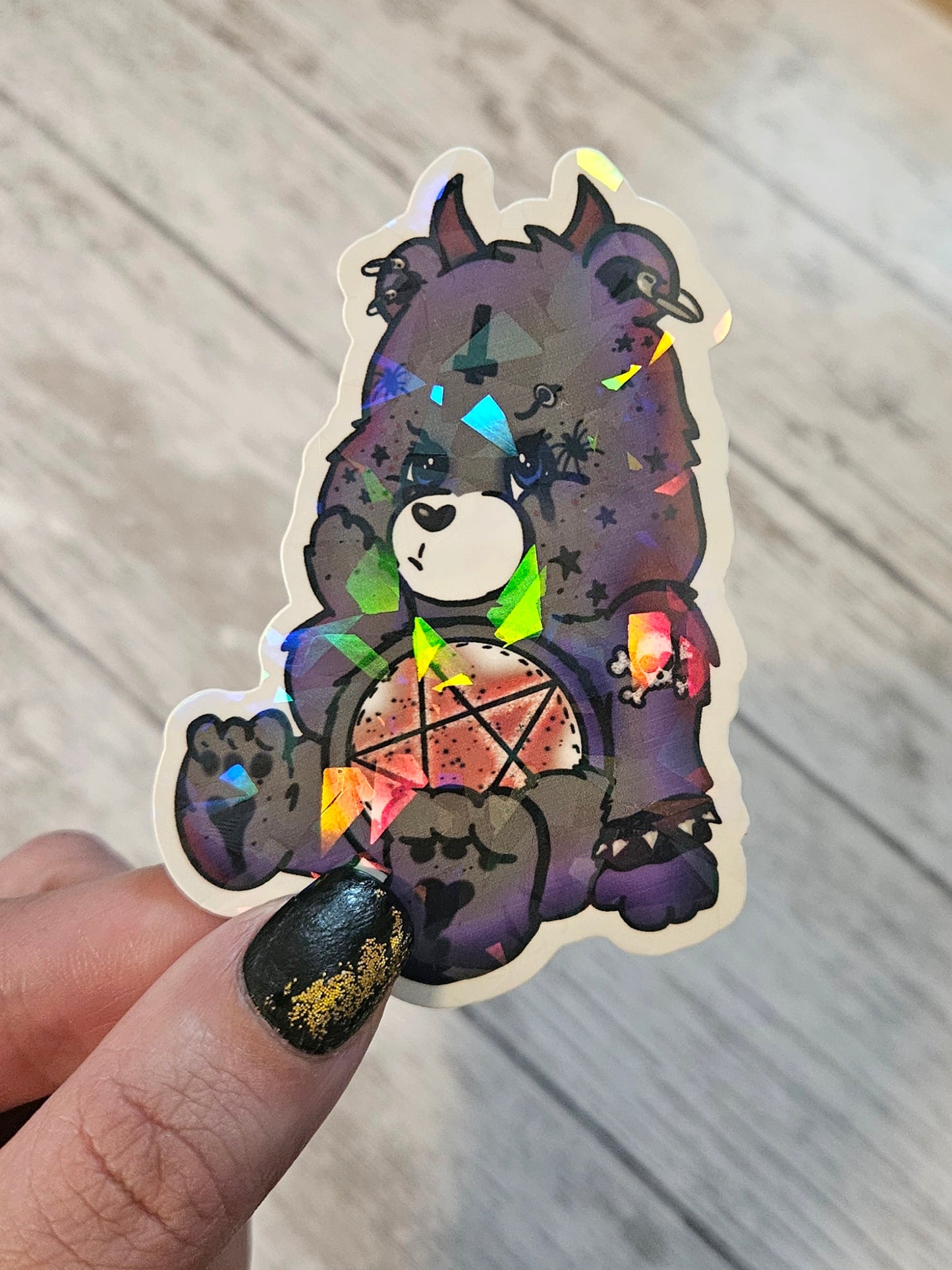 Devil punk bear sticker for water bottle or laptop