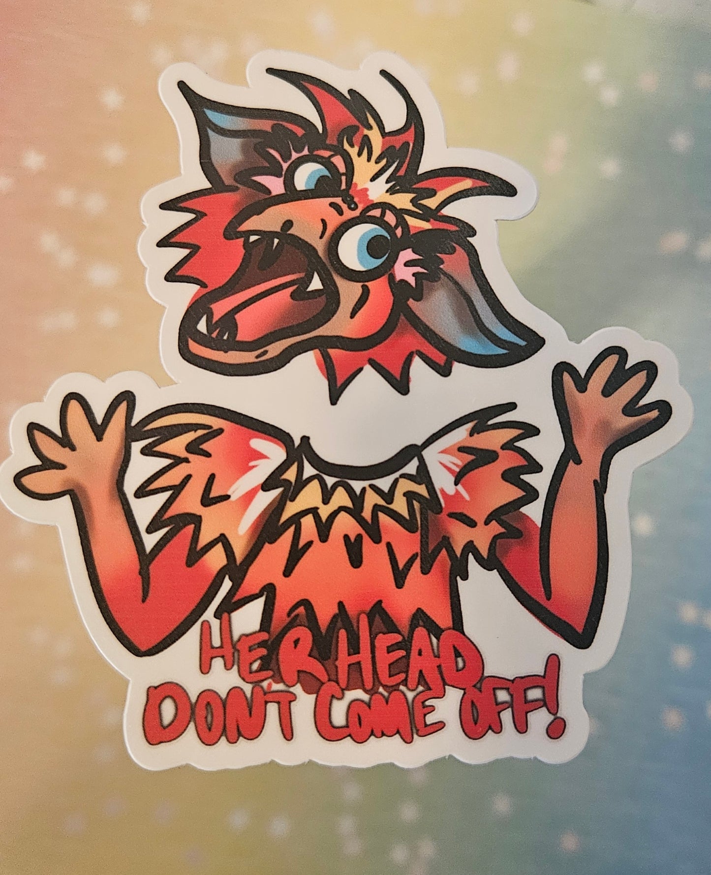 "Her head don't come off" sticker for water bottle and laptop