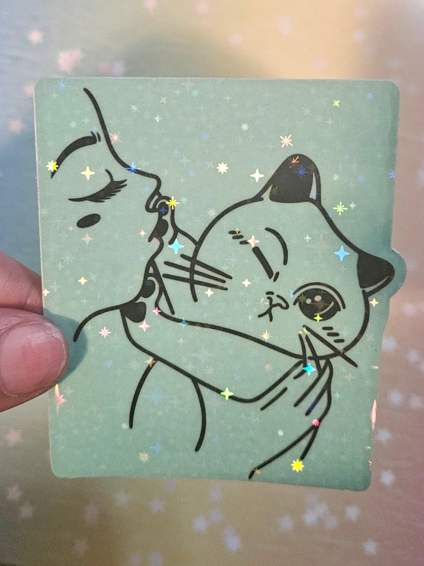 Glow in the dark boundaries cat sticker for laptop