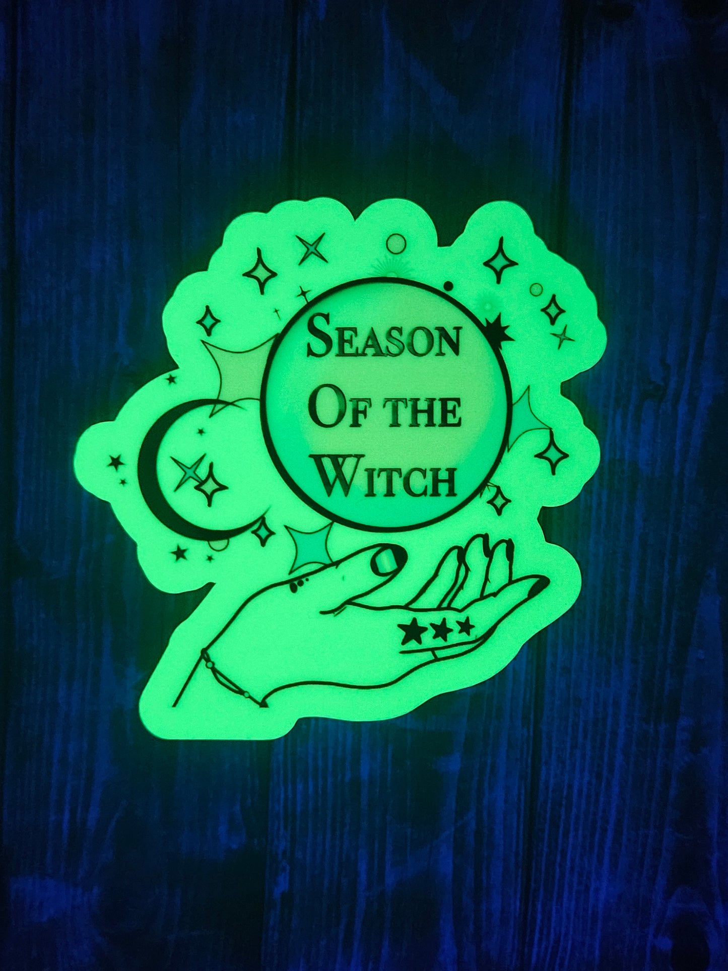 Season of the witch crystal ball hand sticker subtle trans sticker for water bottle