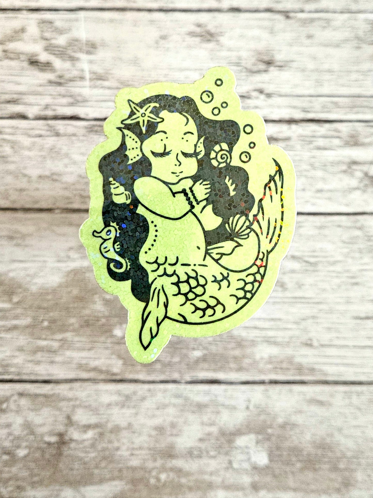 Glow in the dark baby mermaid sticker