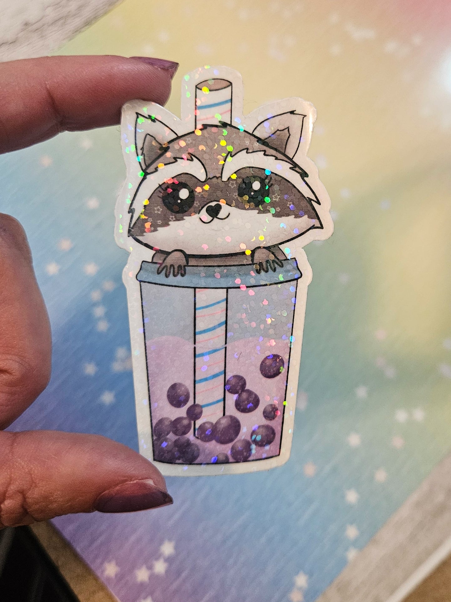 Raccoon Boba sticker