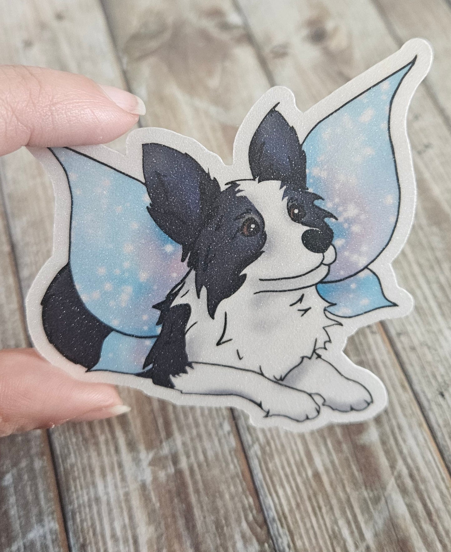 Border collie with wings sticker for water bottle