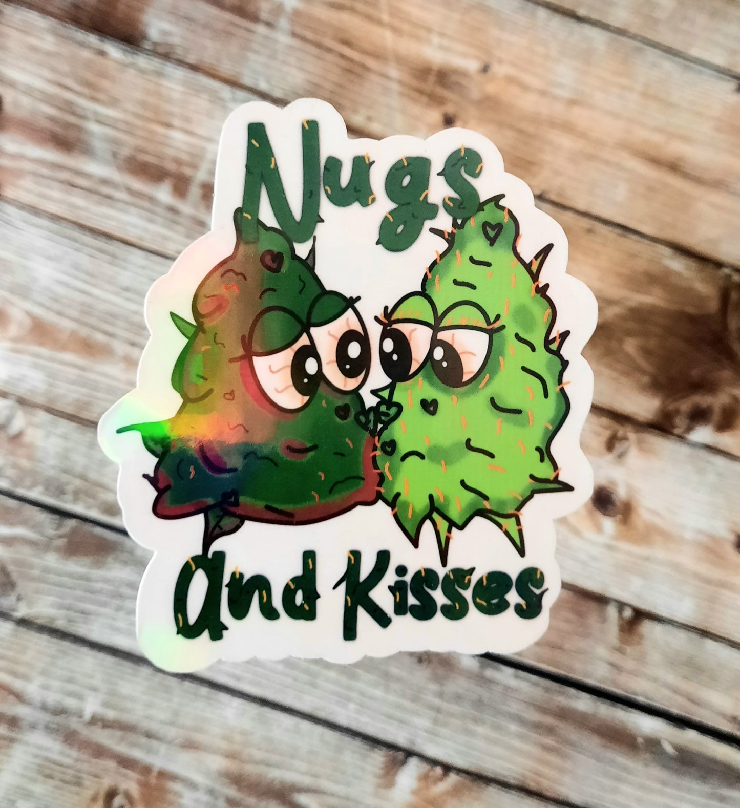 Nugs and kisses 420 weed theme sticker for water bottle