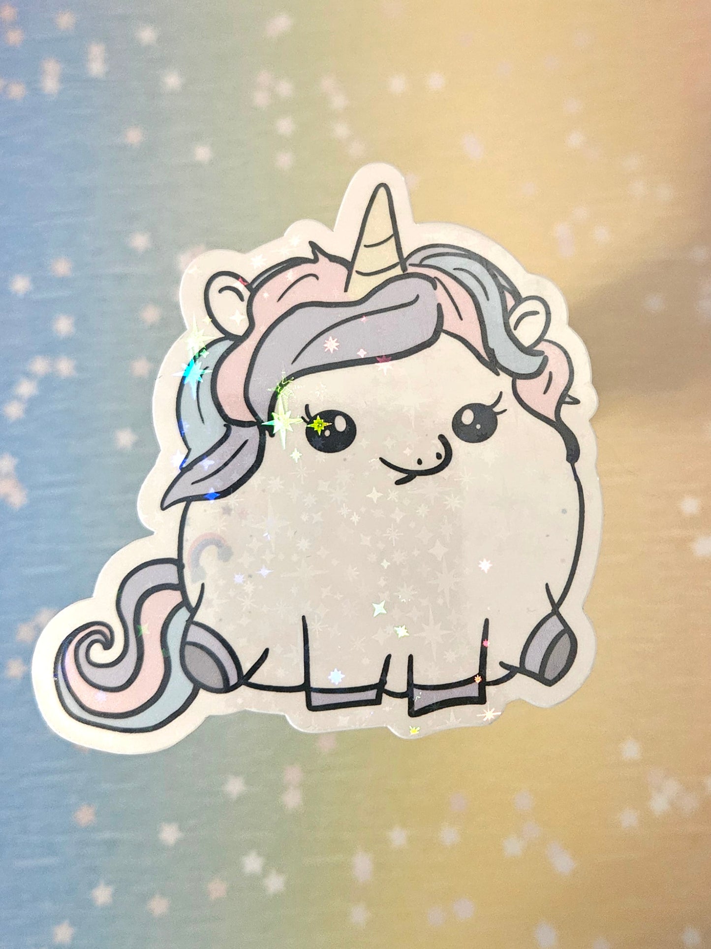 Chonky unicorn sticker for laptop and water bottle