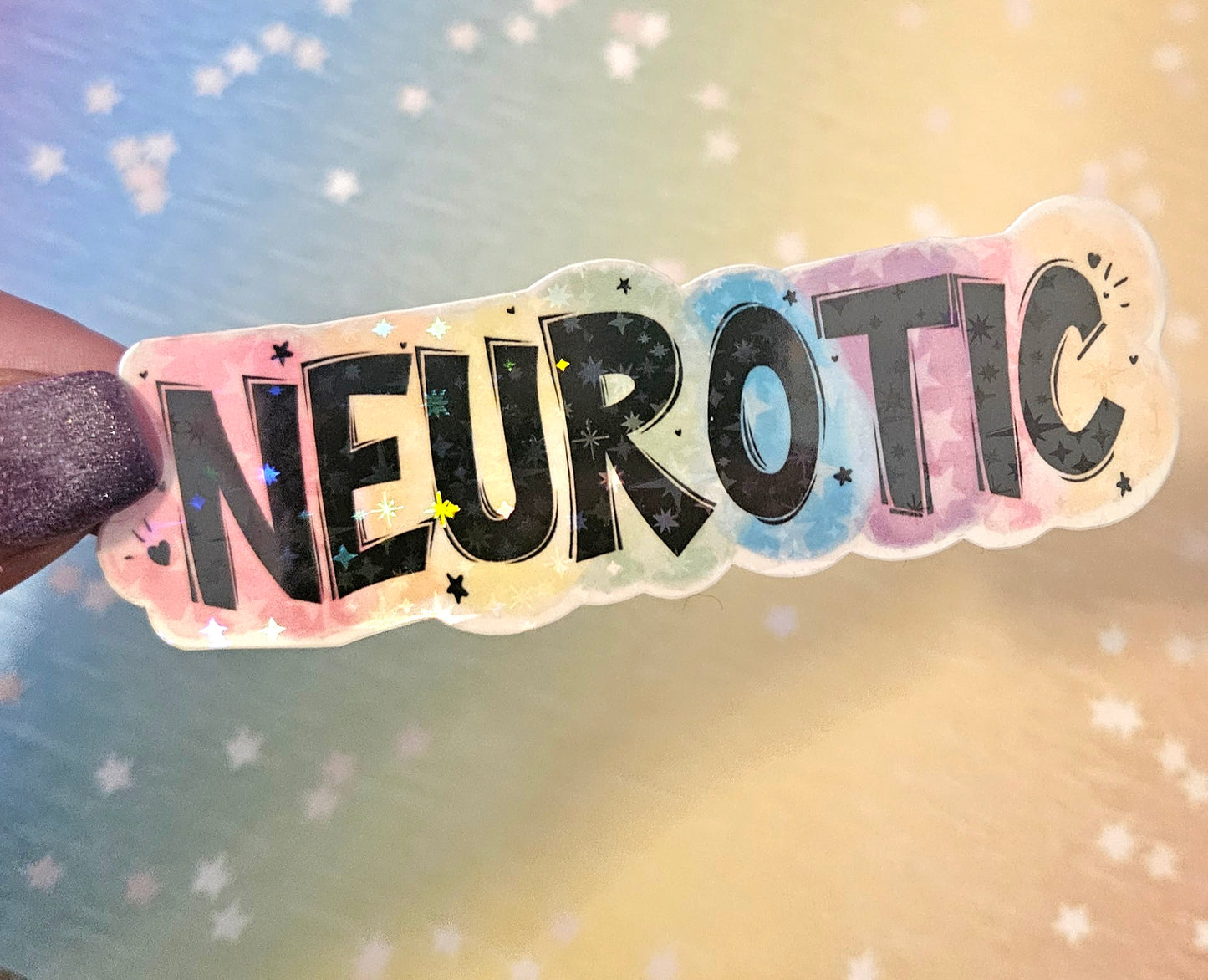 Neurotic rainbow sticker for water bottle
