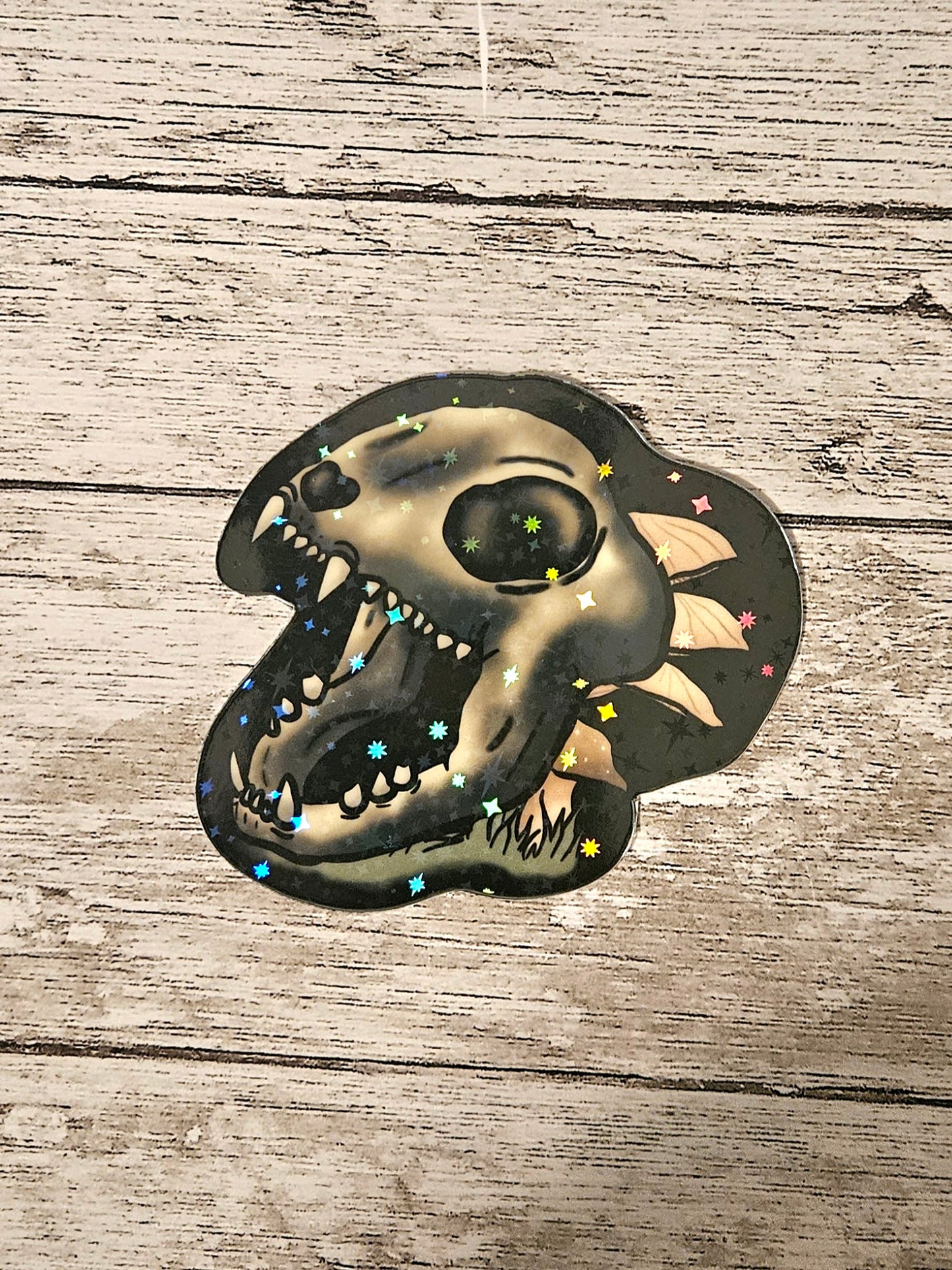 Glow in the dark cat skull sticker